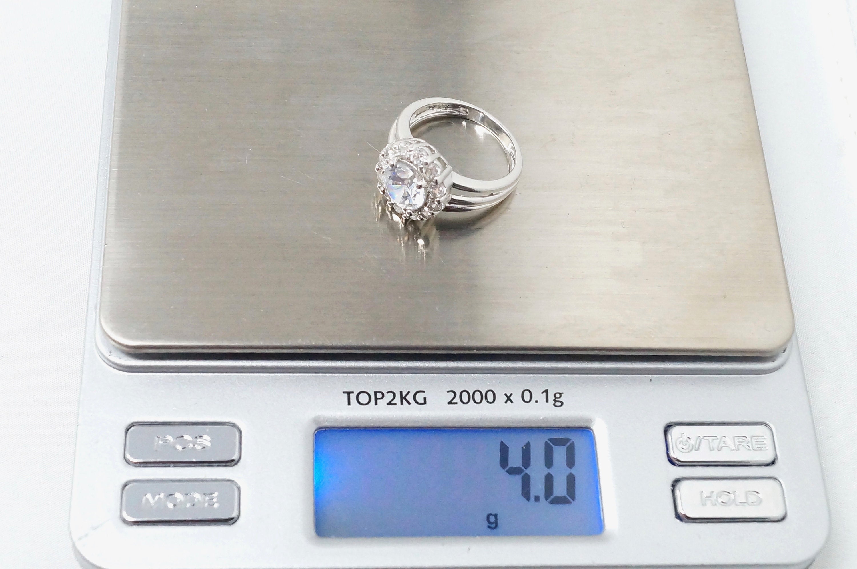 Vintage Large Simulated Diamond Statement Ring - Size 6