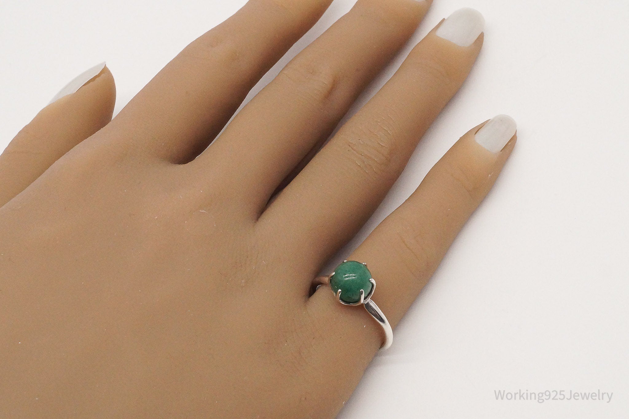 Antique Designer Uncas MFG Co Aventurine Sterling Silver Ring - Size 6.5