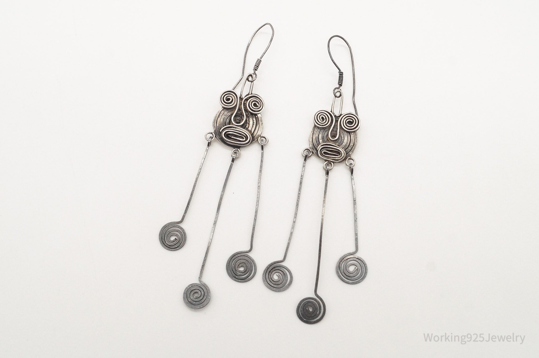 Vintage Mexico Modernist Faces Sterling Silver Earrings