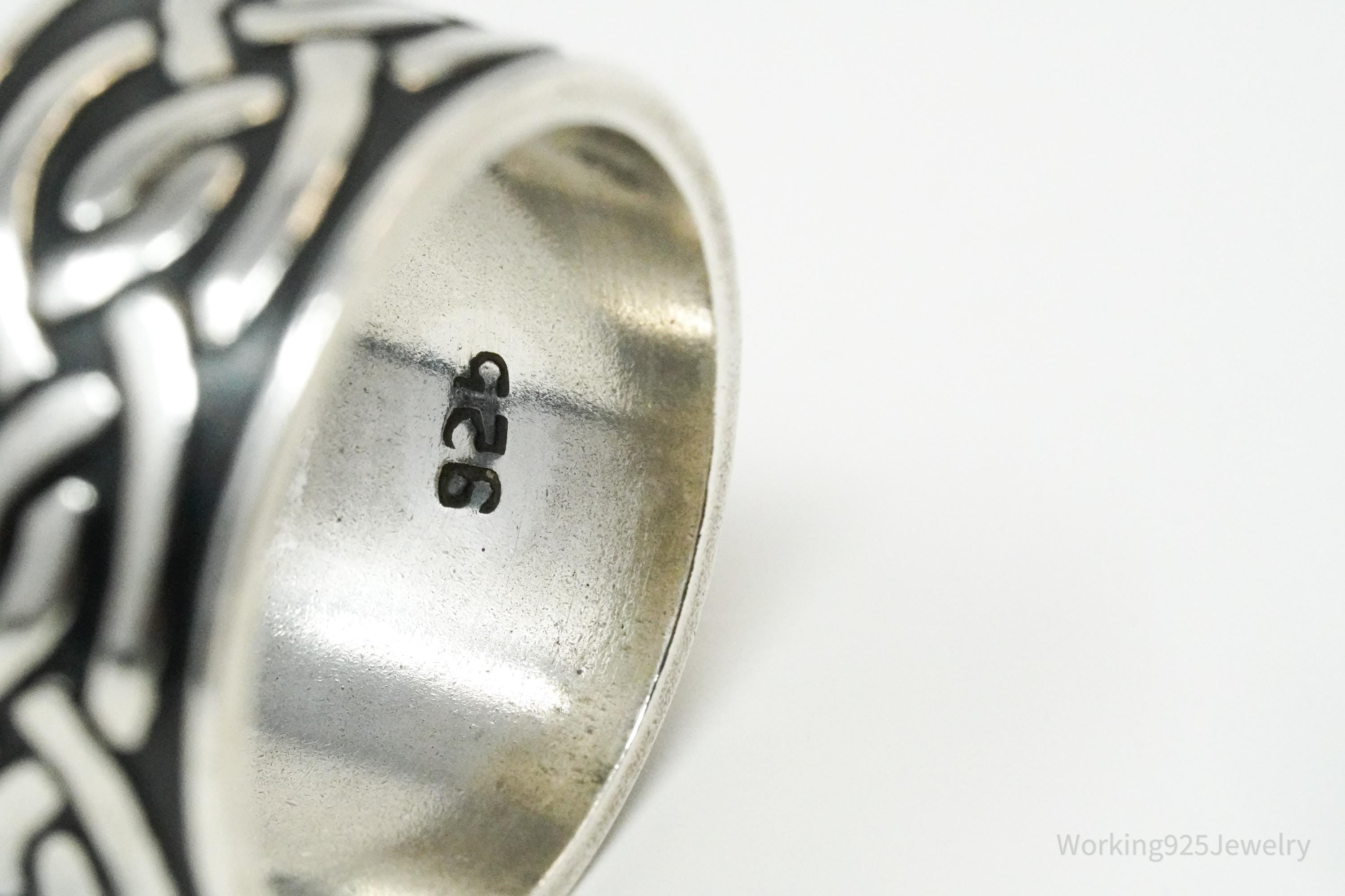 Vintage Celtic Knot Design Sterling Silver Band Ring - Size 7.5