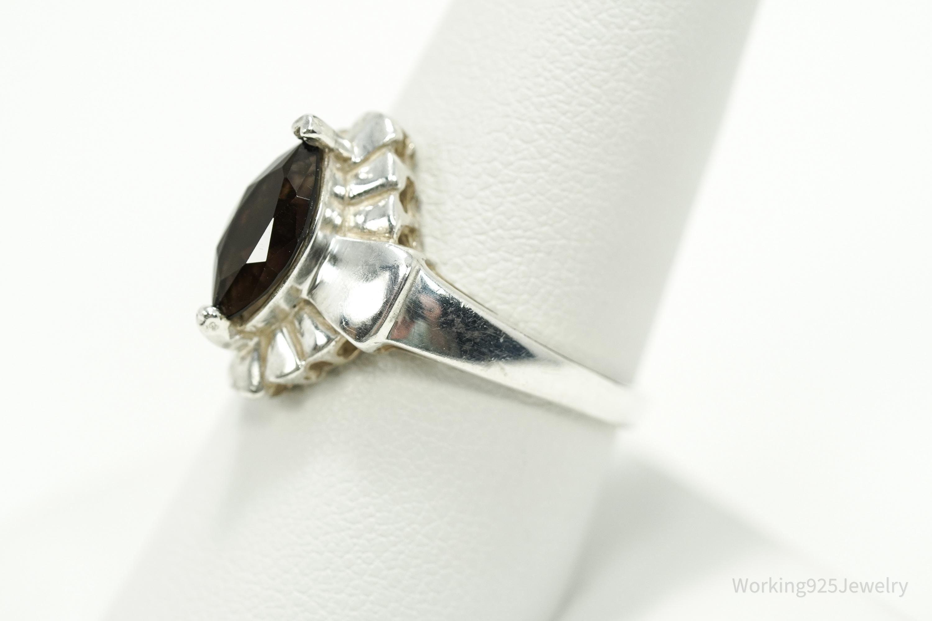 Vintage Smoky Topaz Sterling Silver Ring - Size 8.75