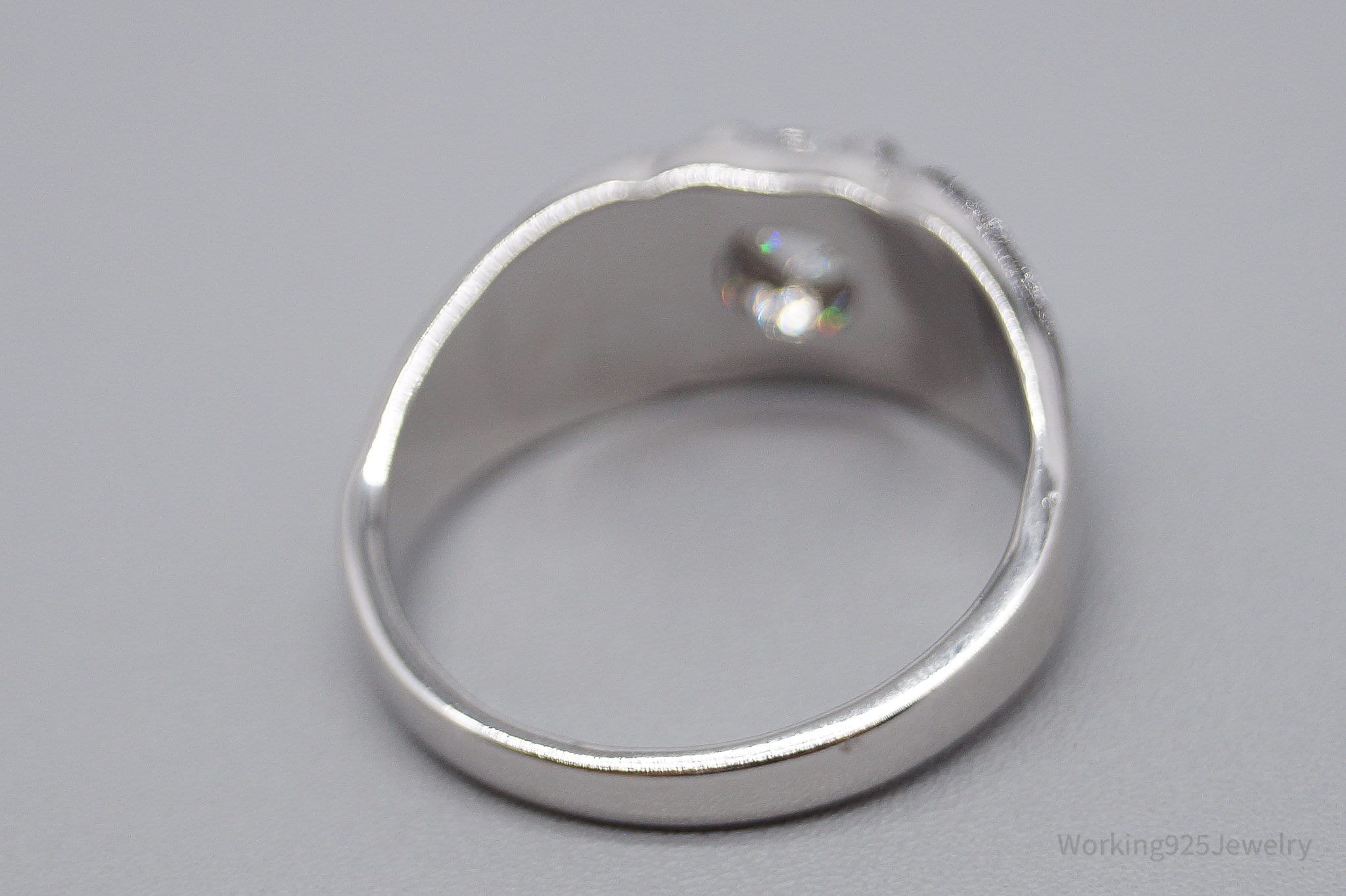 Vintage Designer LIND Cubic Zirconia Sterling Silver Ring - Size 12