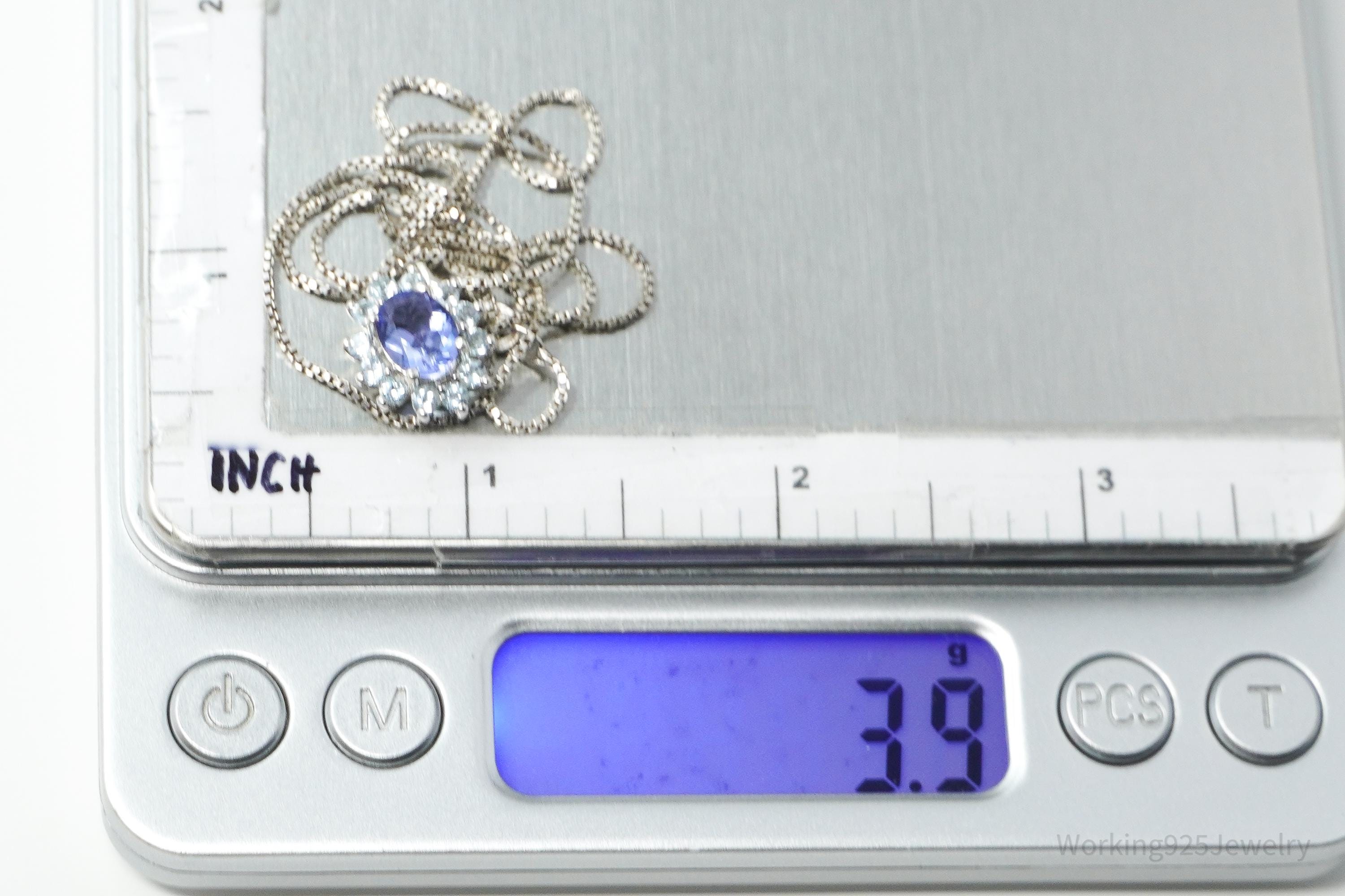 JTV's TGGC Created Tanzanite & Blue Topaz Sterling Silver Necklace 18"