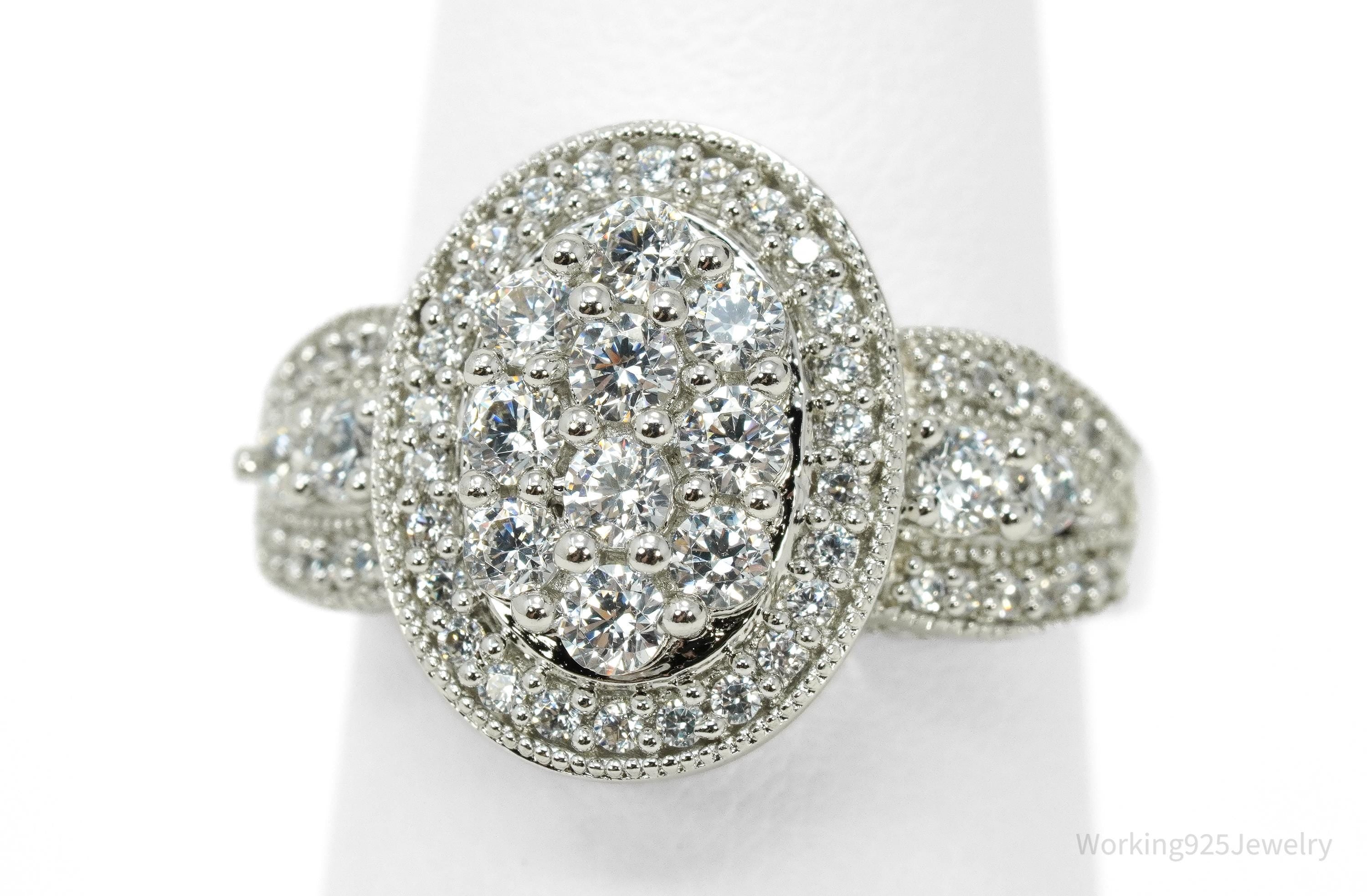 Vintage Cubic Zirconia Sterling Silver Ring - Size 7