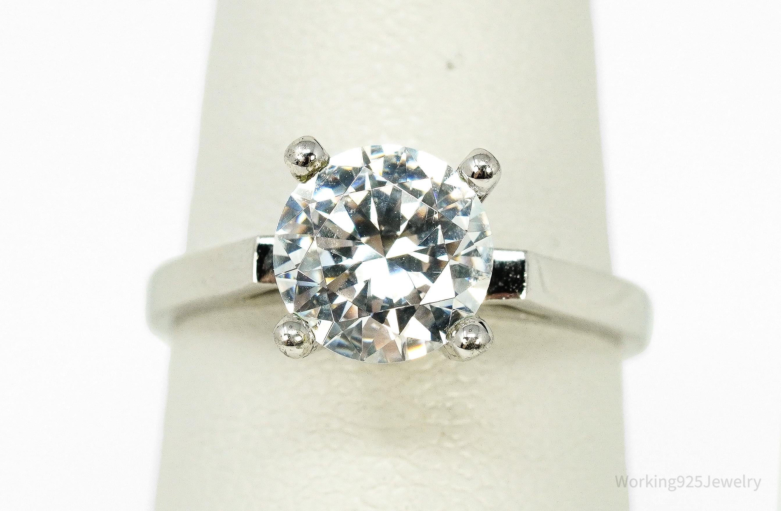 Vintage Cubic Zirconia Sterling Silver Ring - Size 6