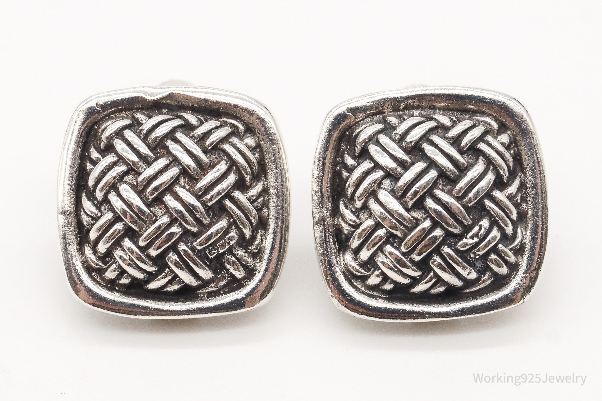 Vintage Sterling Silver Weave Designer Earrings