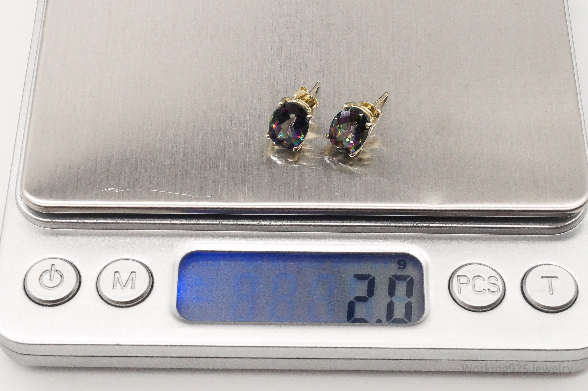 Vintage Mystic Topaz Gold Vermeil Sterling Silver Stud Post Earrings