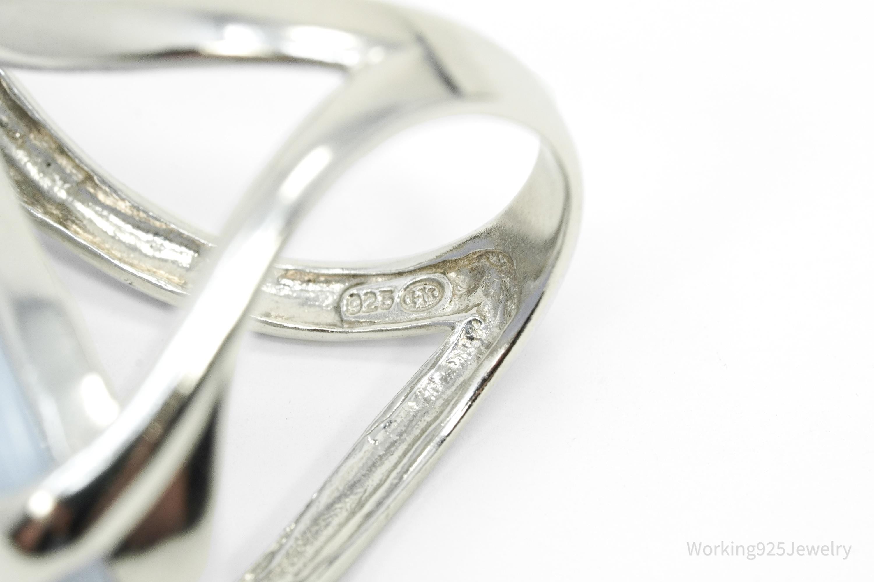 Vintage Heng Ngai Large Blue Lace Agate Sterling Silver Ring - Size 7.25