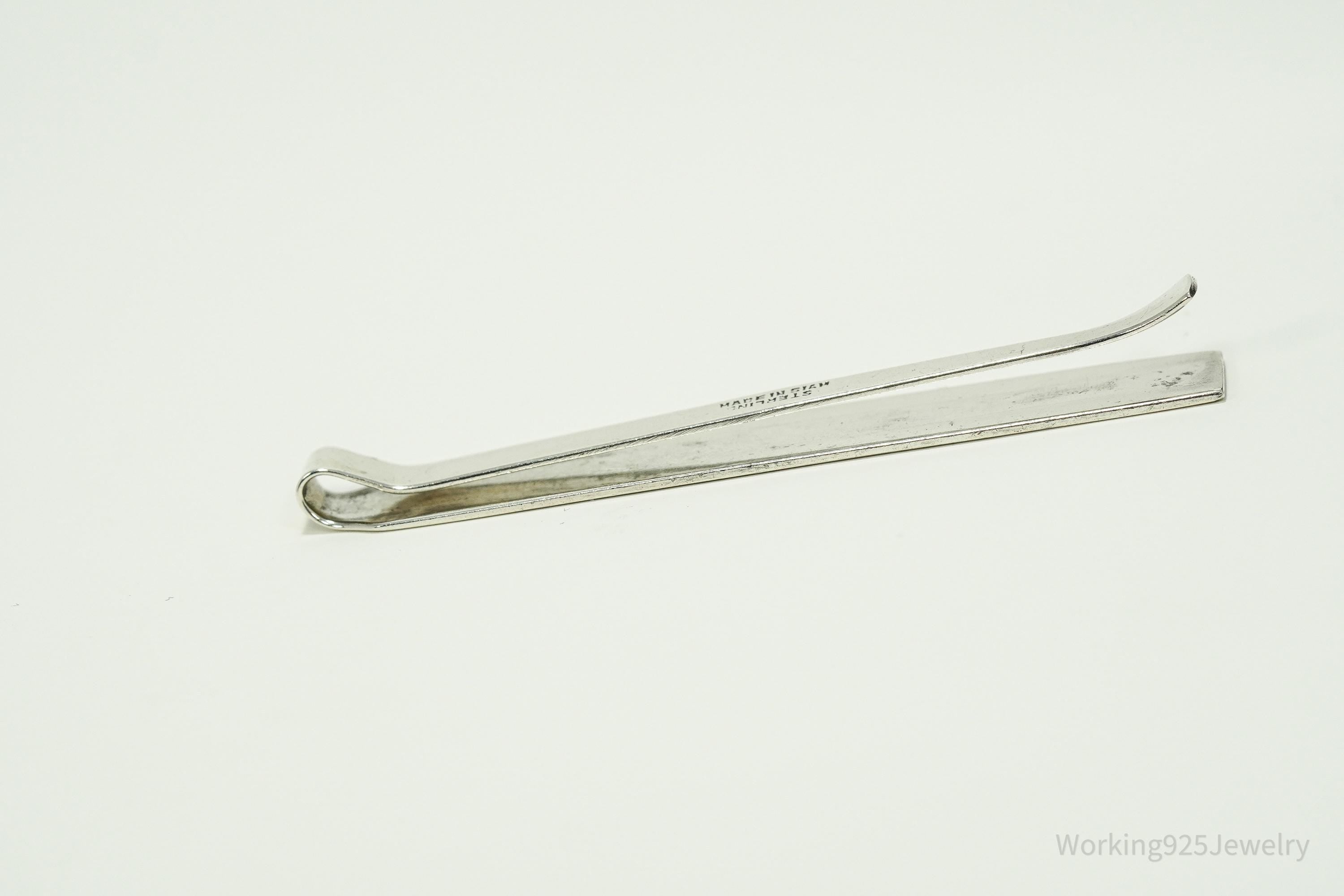 Vintage SIAM Black Enamel Sterling Silver Money Clip Tie Clip Hair Pin