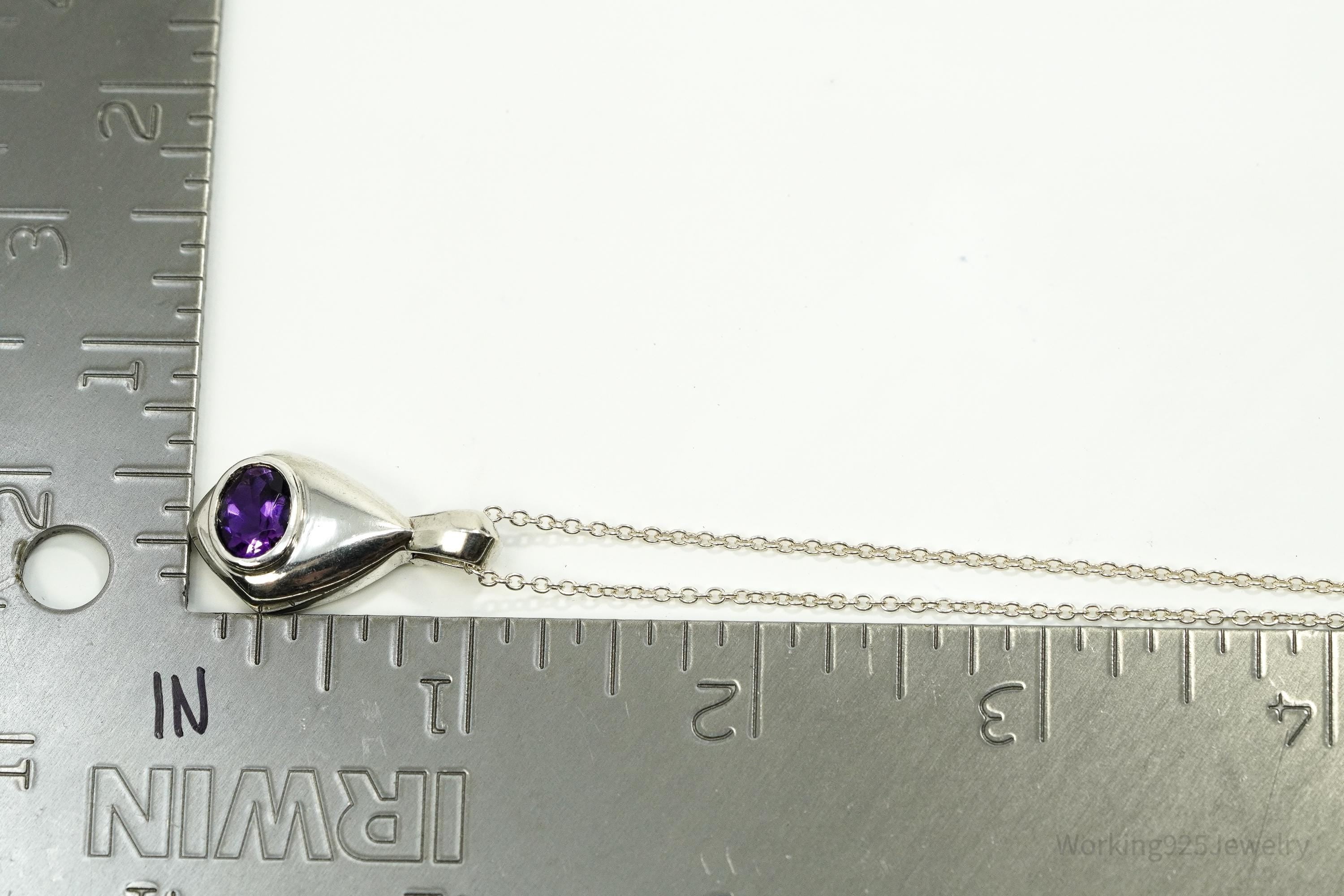 Vintage Amethyst Sterling Silver Chain Necklace 24"