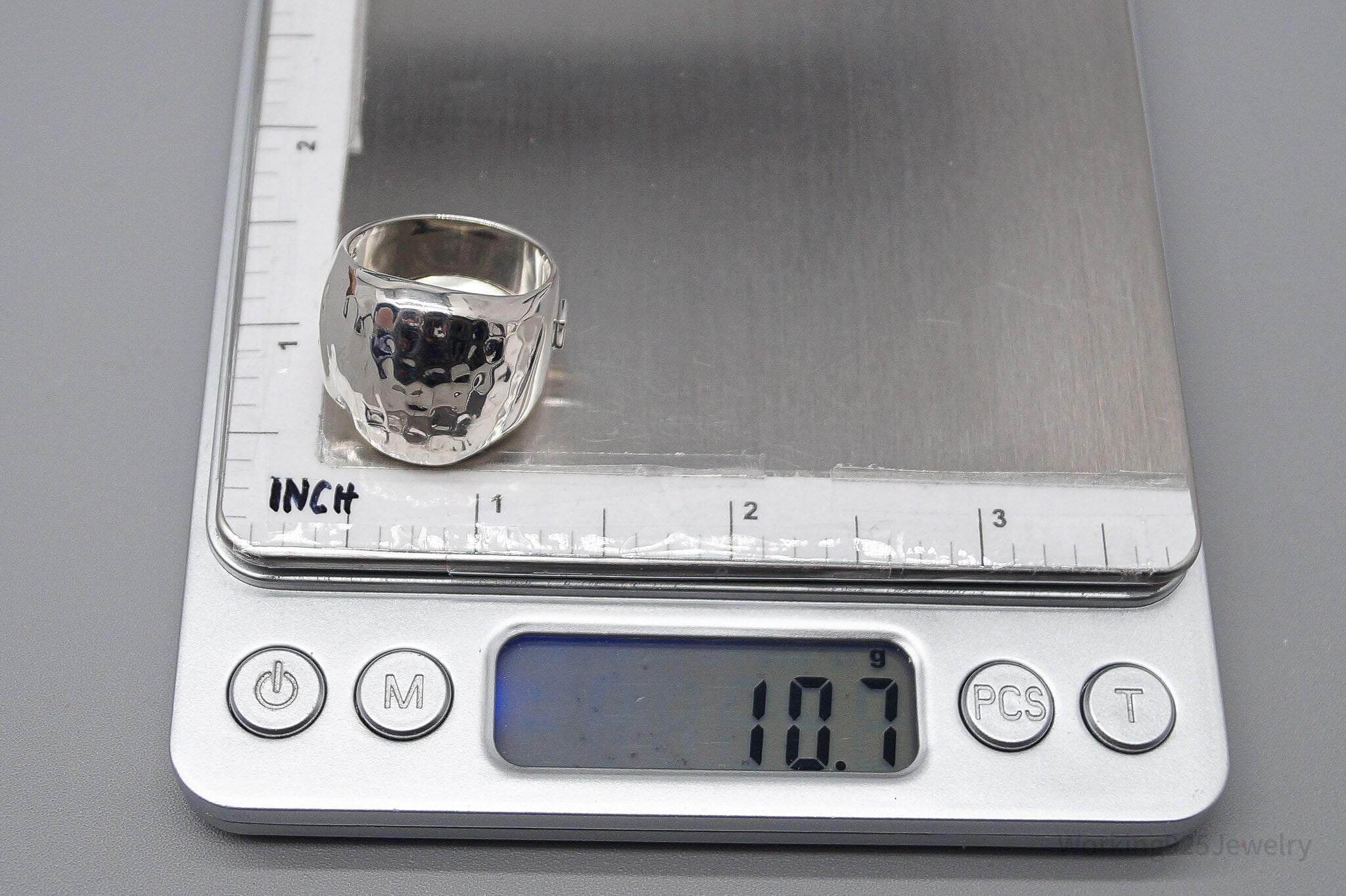 Vintage Designer Elle Sterling Silver & Ruby Band Ring - Size 10