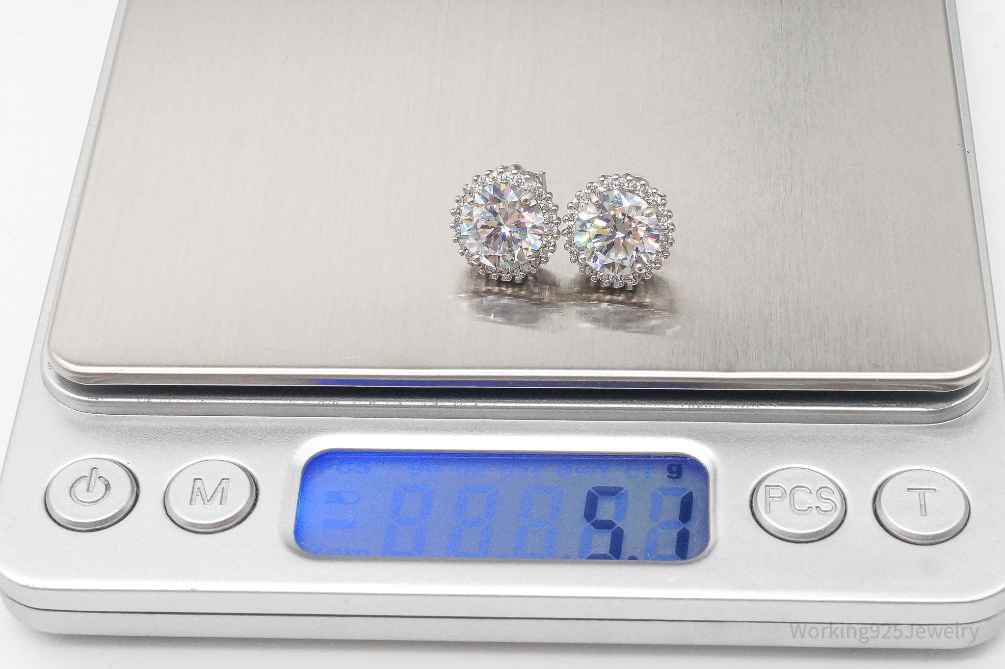 Vintage Large Cubic Zirconia Sterling Silver Earrings