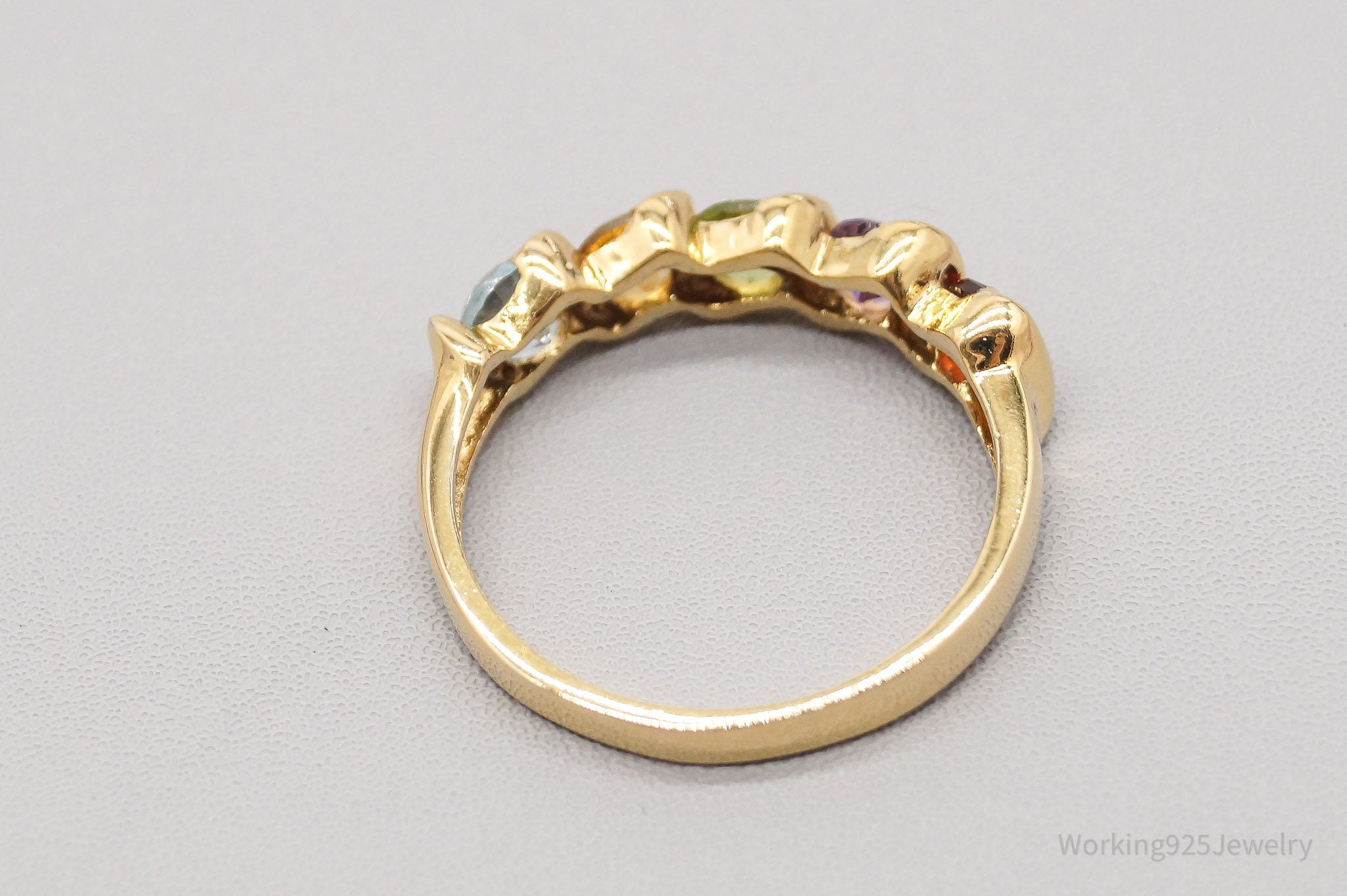 Vintage DBJ Multi Gemstone Gold Vermeil Sterling Silver Ring - Size 7.75