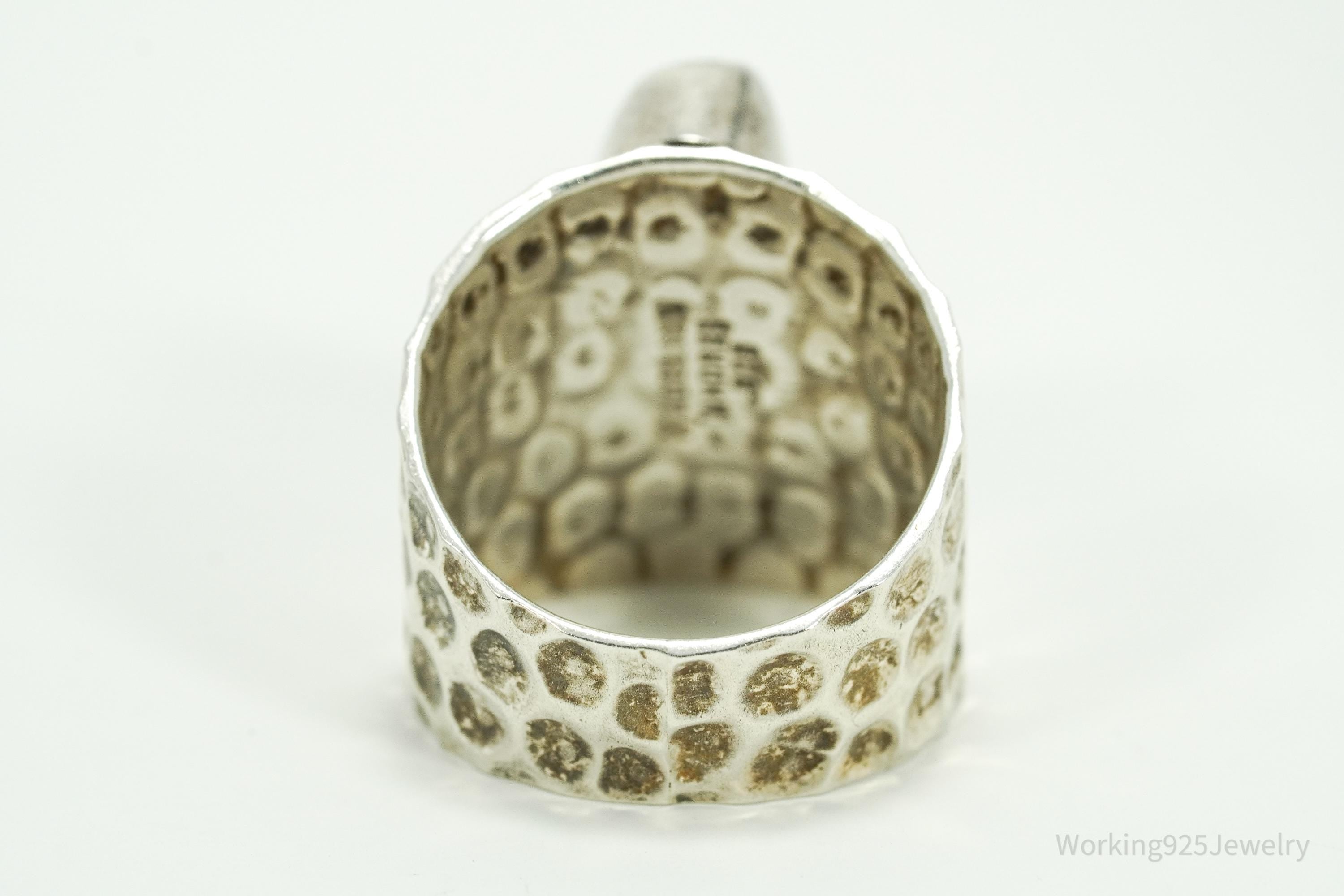 Vintage Designer Madeline Andree Turquoise Sterling Silver Ring - Size 10