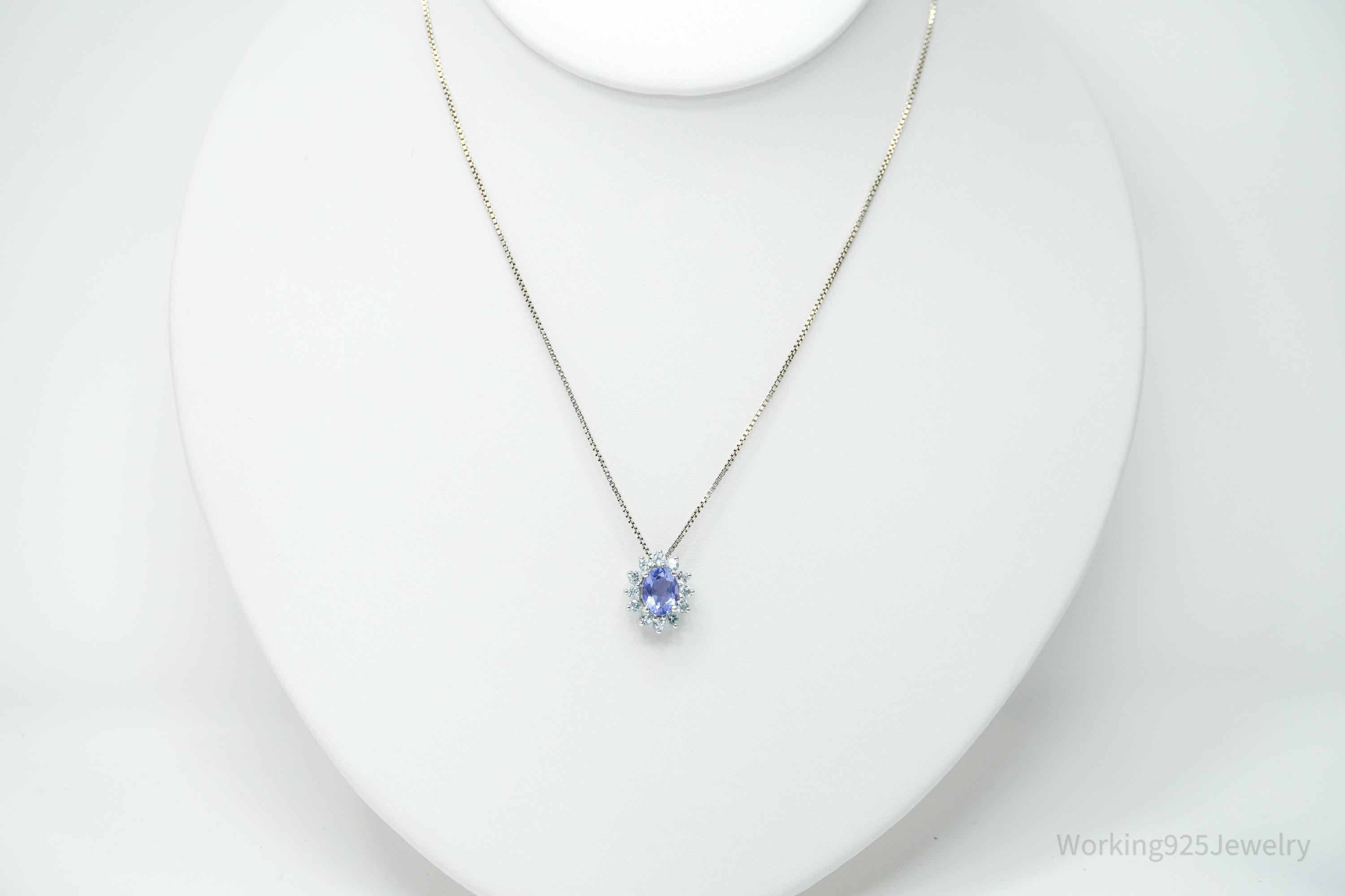 JTV's TGGC Created Tanzanite & Blue Topaz Sterling Silver Necklace 18"
