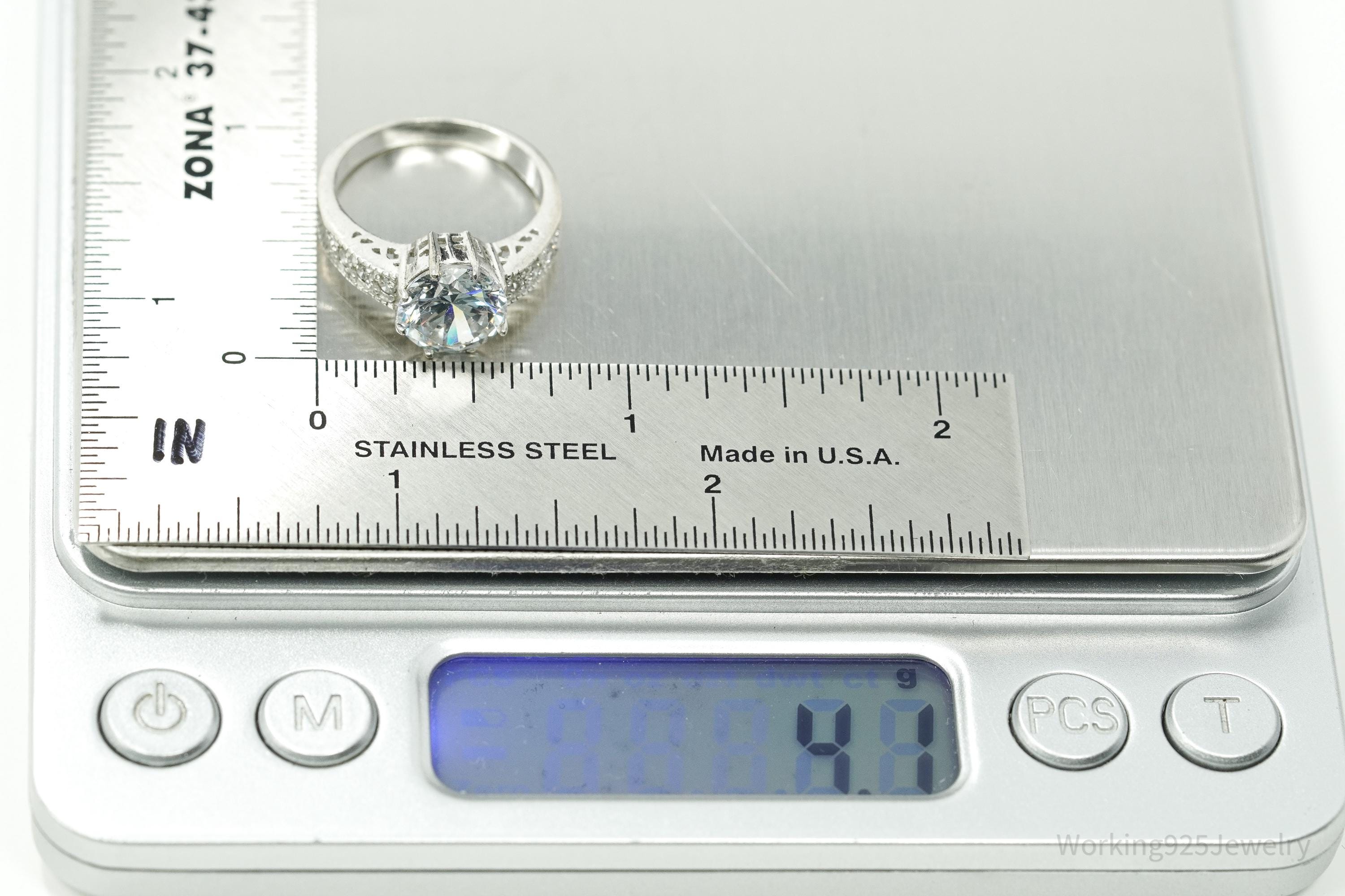 Vintage Cubic Zirconia Sterling Silver Ring Size 6.75