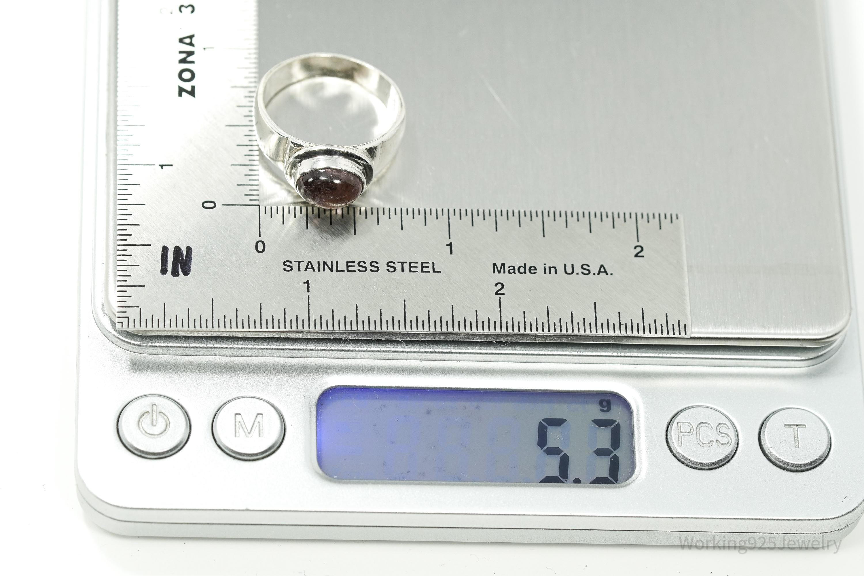 Vintage Tourmaline Sterling Silver Ring - Size 7.75