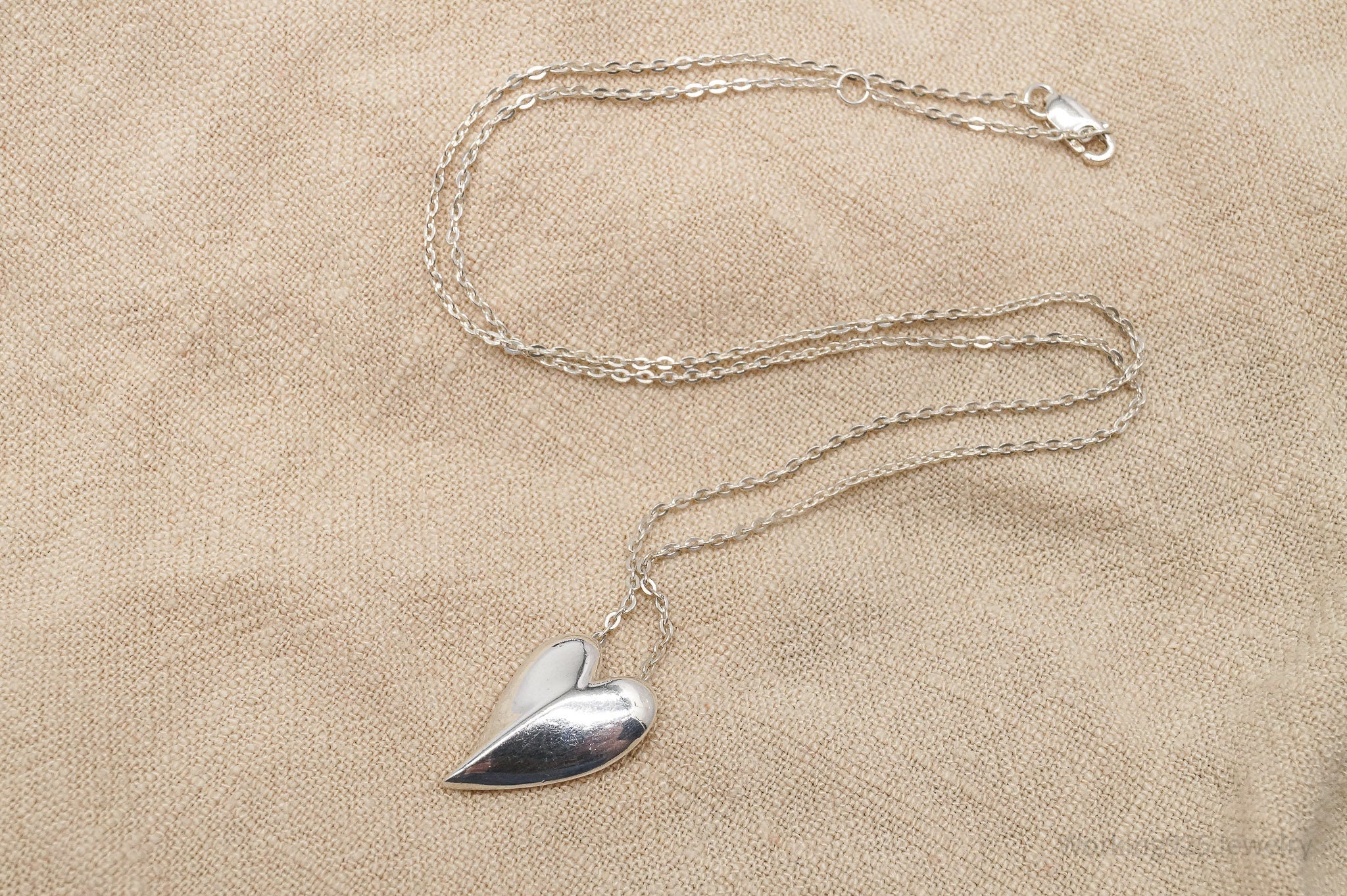 Vintage Kit Heath Modernist Heart Sterling Silver Chain Necklace - 16"