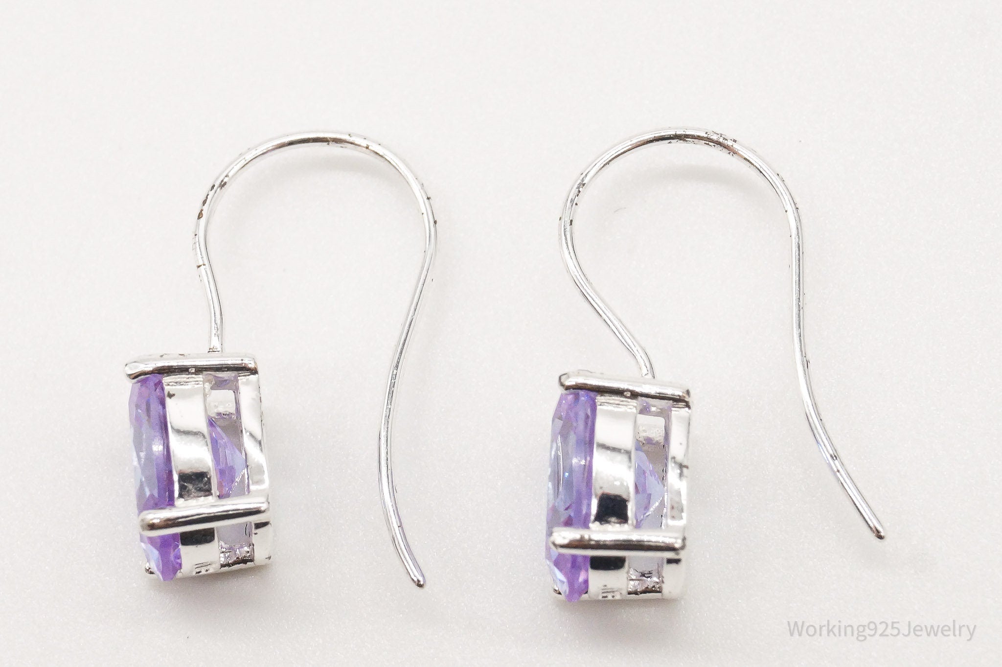 Vintage Purple Cubic Zirconia Sterling Silver Earrings