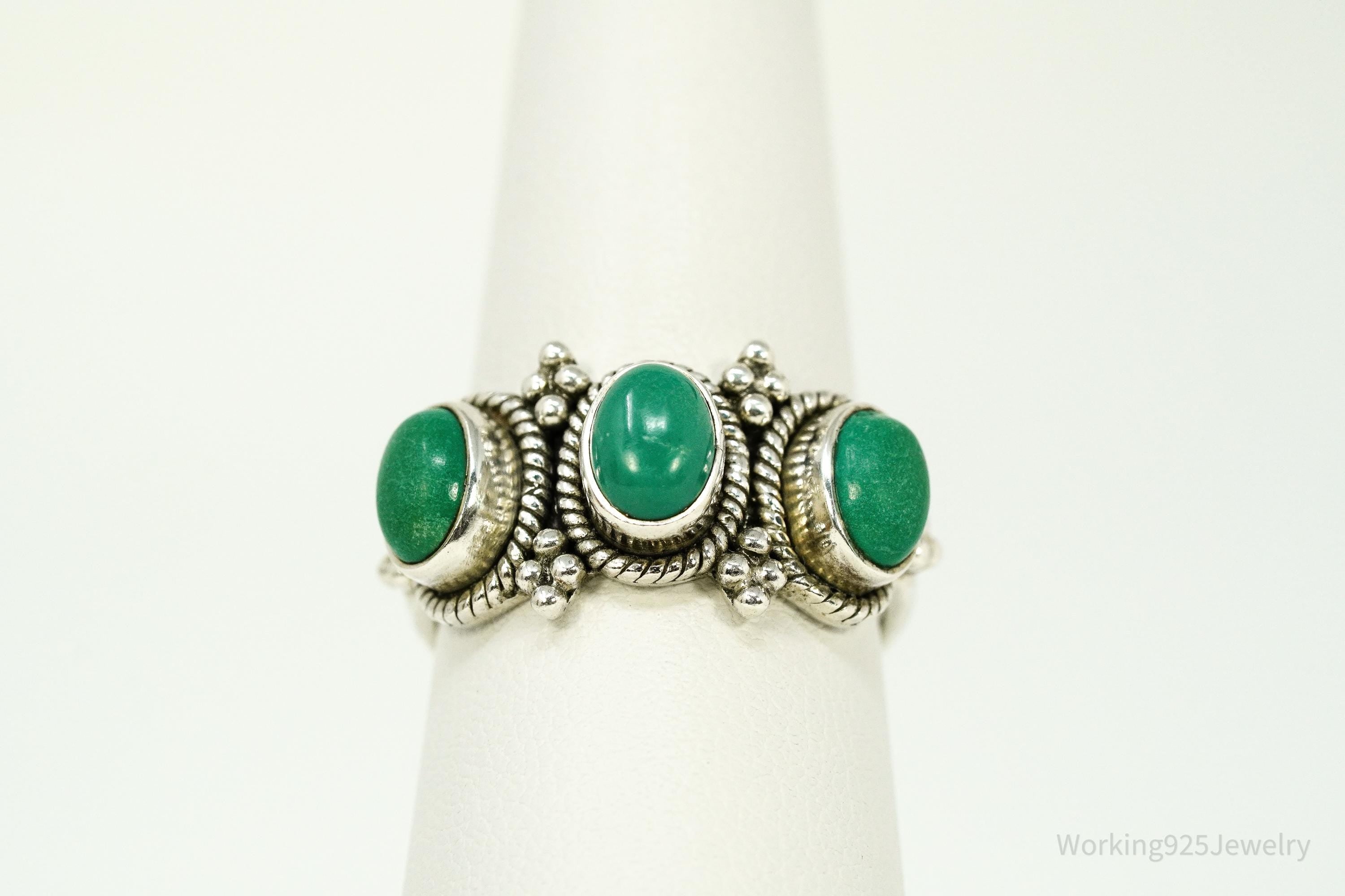 Vintage Doug Paulus Turquoise Western Style Sterling Silver Ring - Size 8