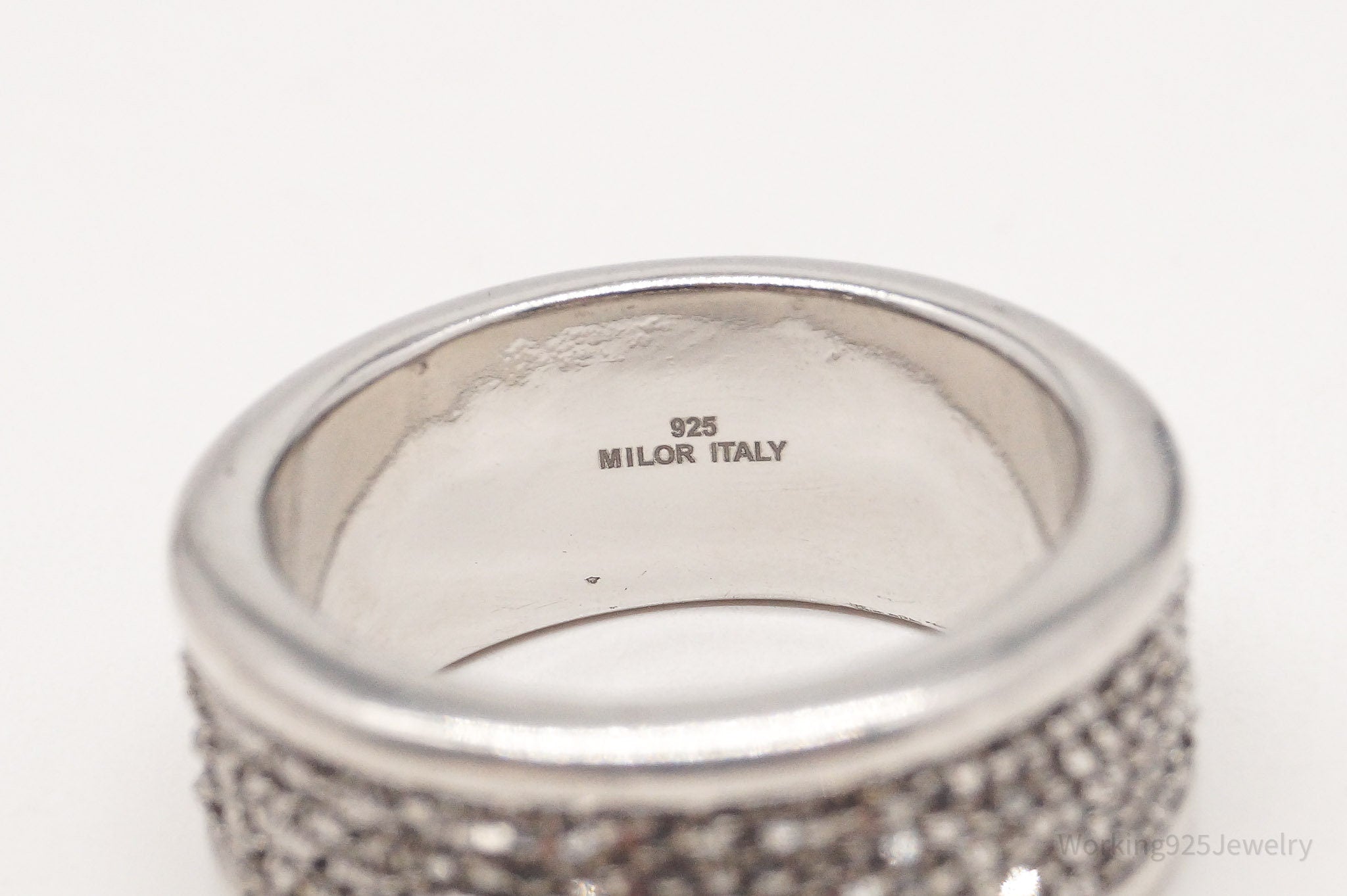 Vintage Italian Designer Milor Sterling Silver Band Ring - Size 8.75