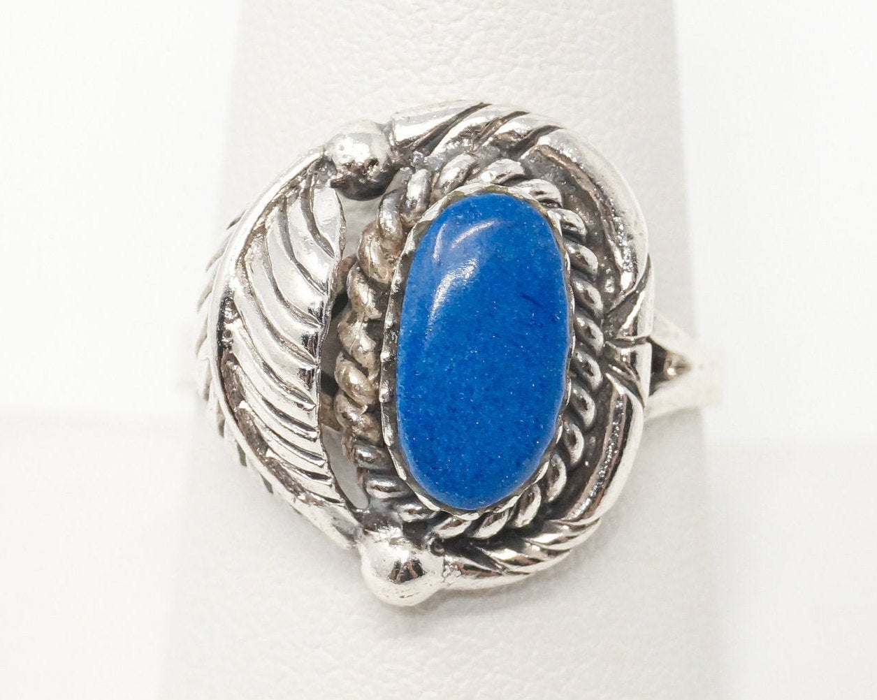 Vintage Native American Unsigned Lapis Lazuli Sterling Silver Ring - Sz 8.75