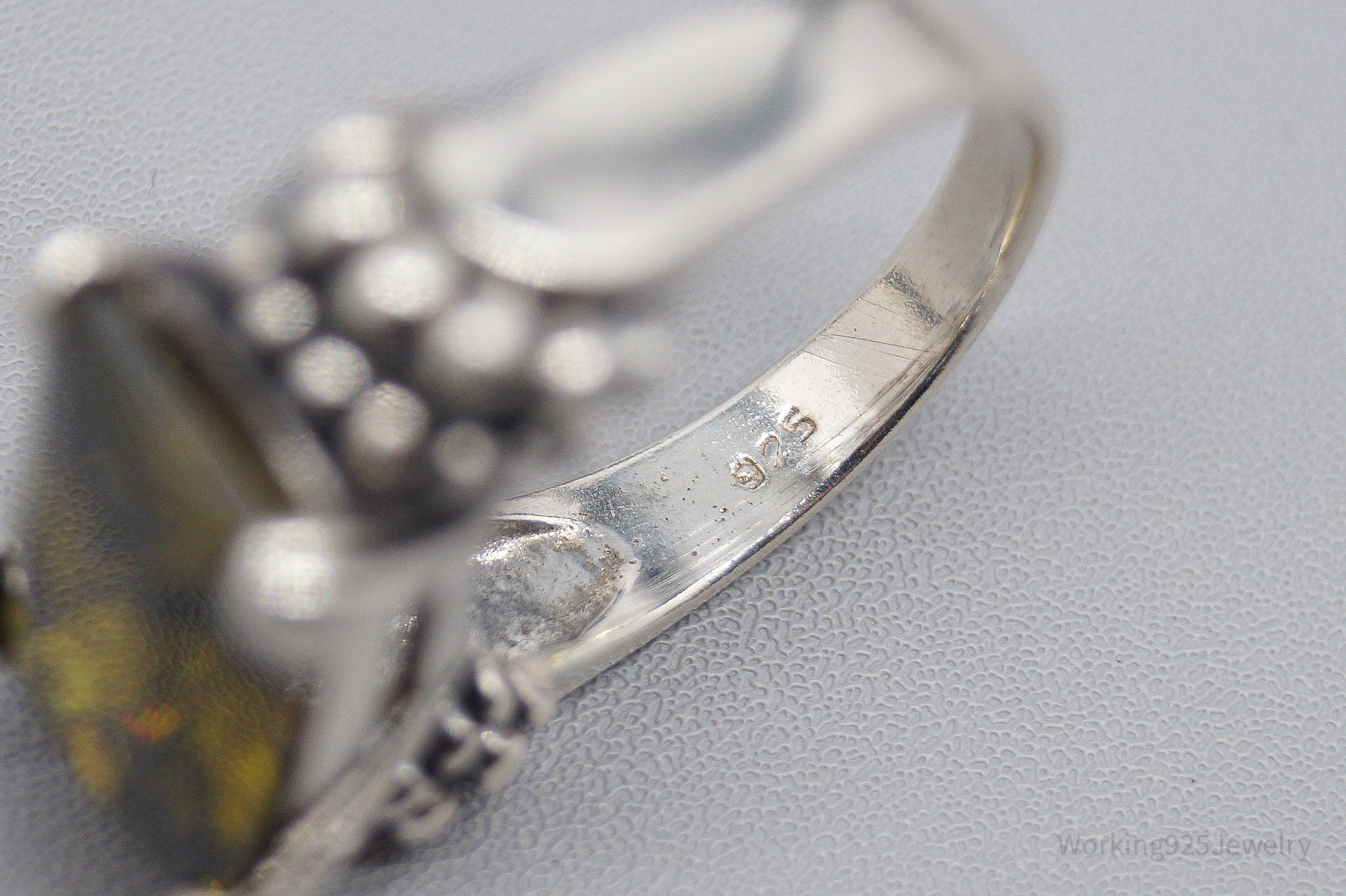 Vintage Yellow Cubic Zirconia Sterling Silver Ring Size 6