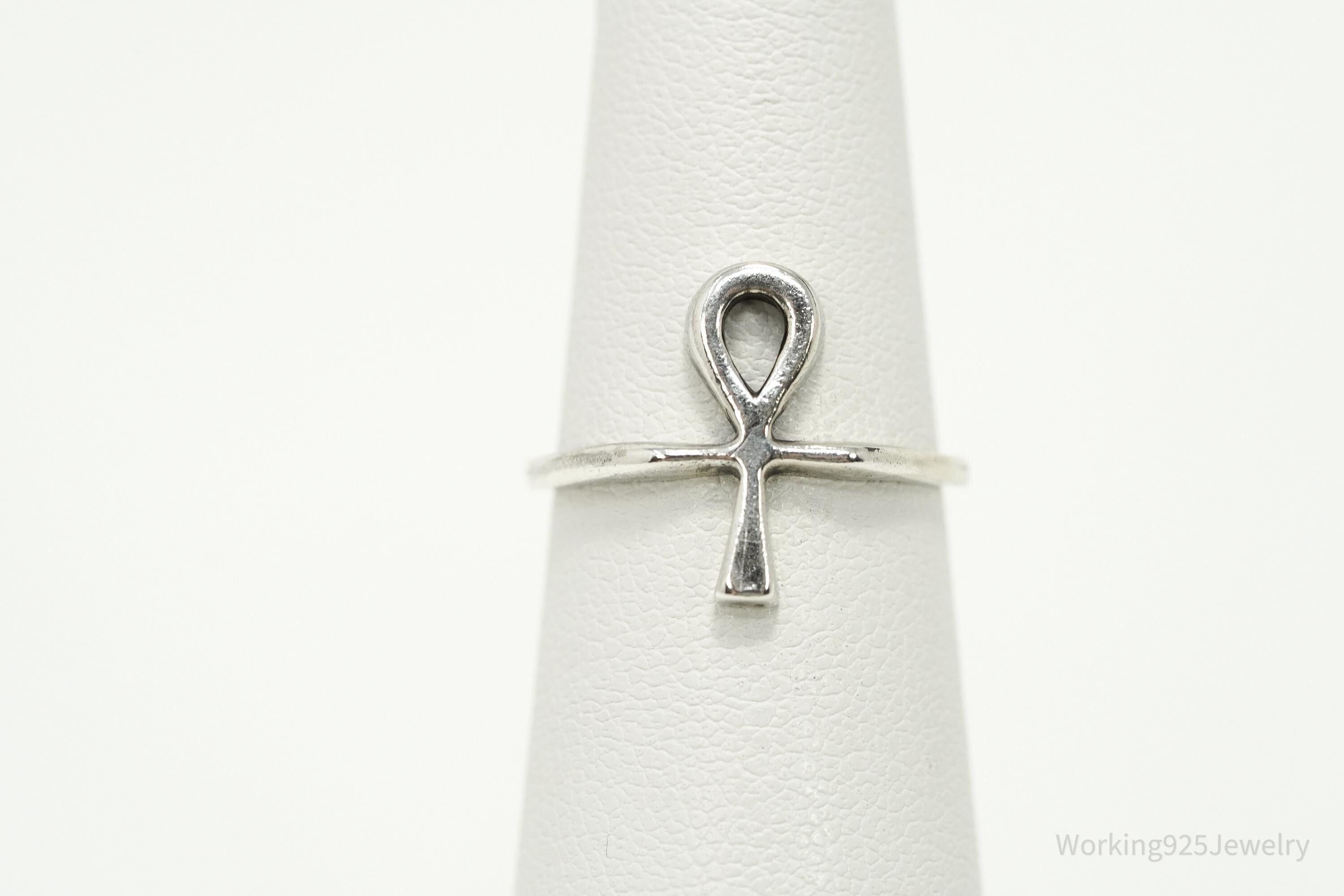 Vintage Espo Sterling Silver Ankh Ring - Size 5