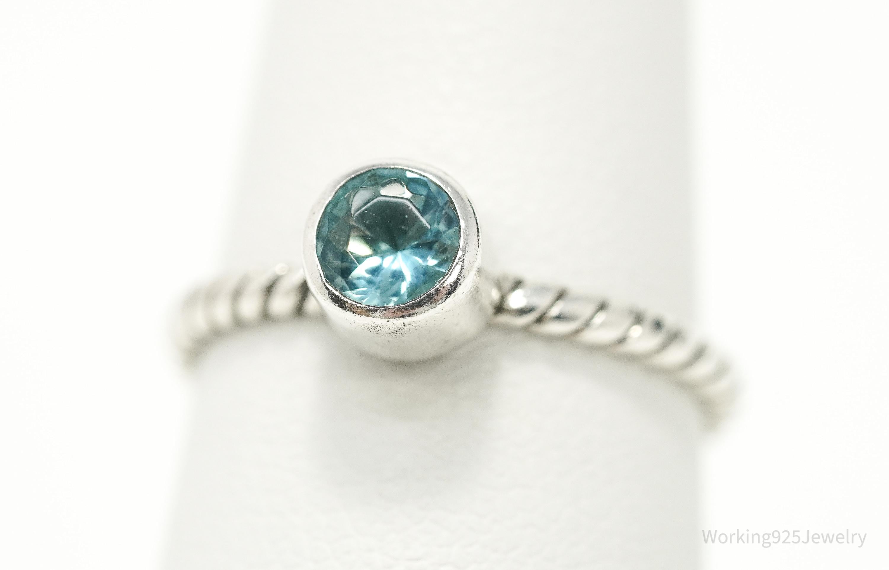 Vintage Blue Topaz Sterling Silver Ring - Size 6.5