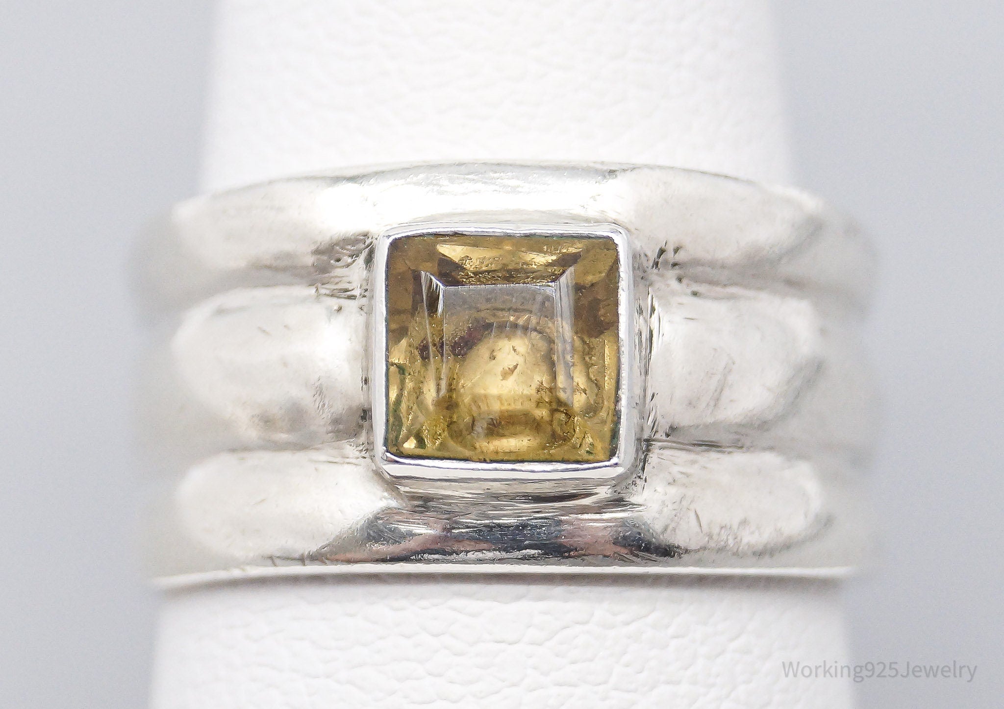 Vintage Citrine Sterling Silver Band Ring - Size 6.75