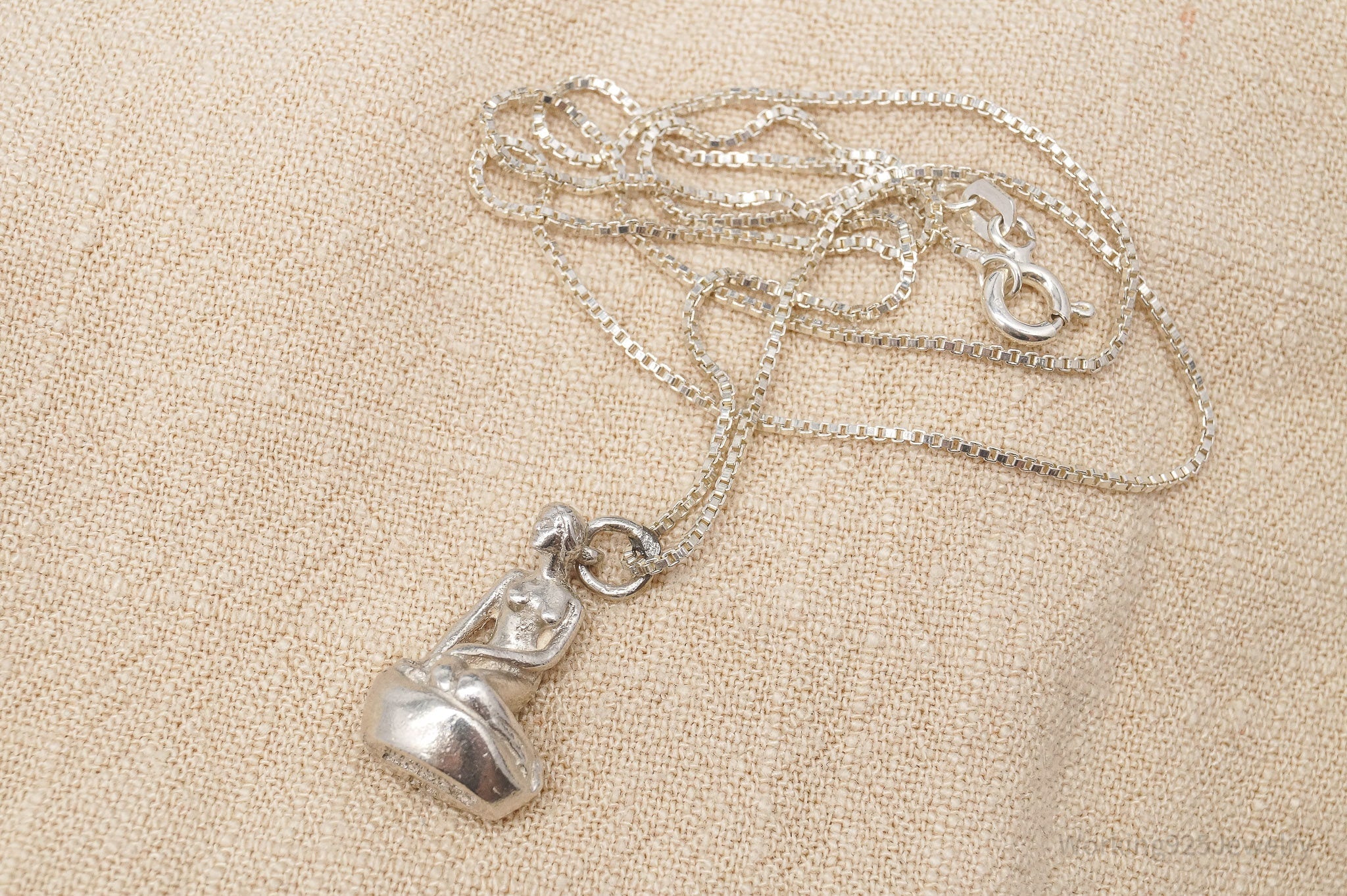 Vintage Denmark Bernard Hertz Lady In The Harbor Sterling Silver Necklace 18"