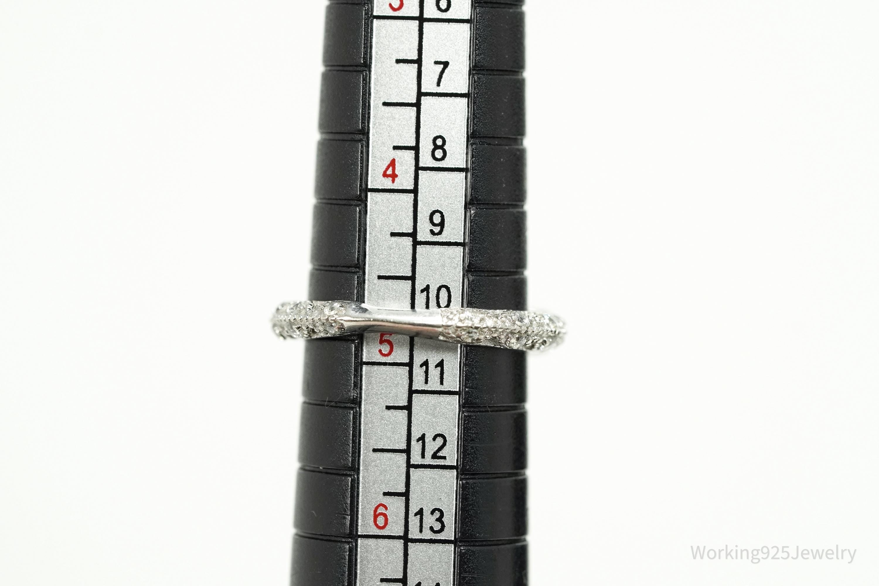 Vintage Cubic Zirconia Sterling Silver Ring - Size 4.75