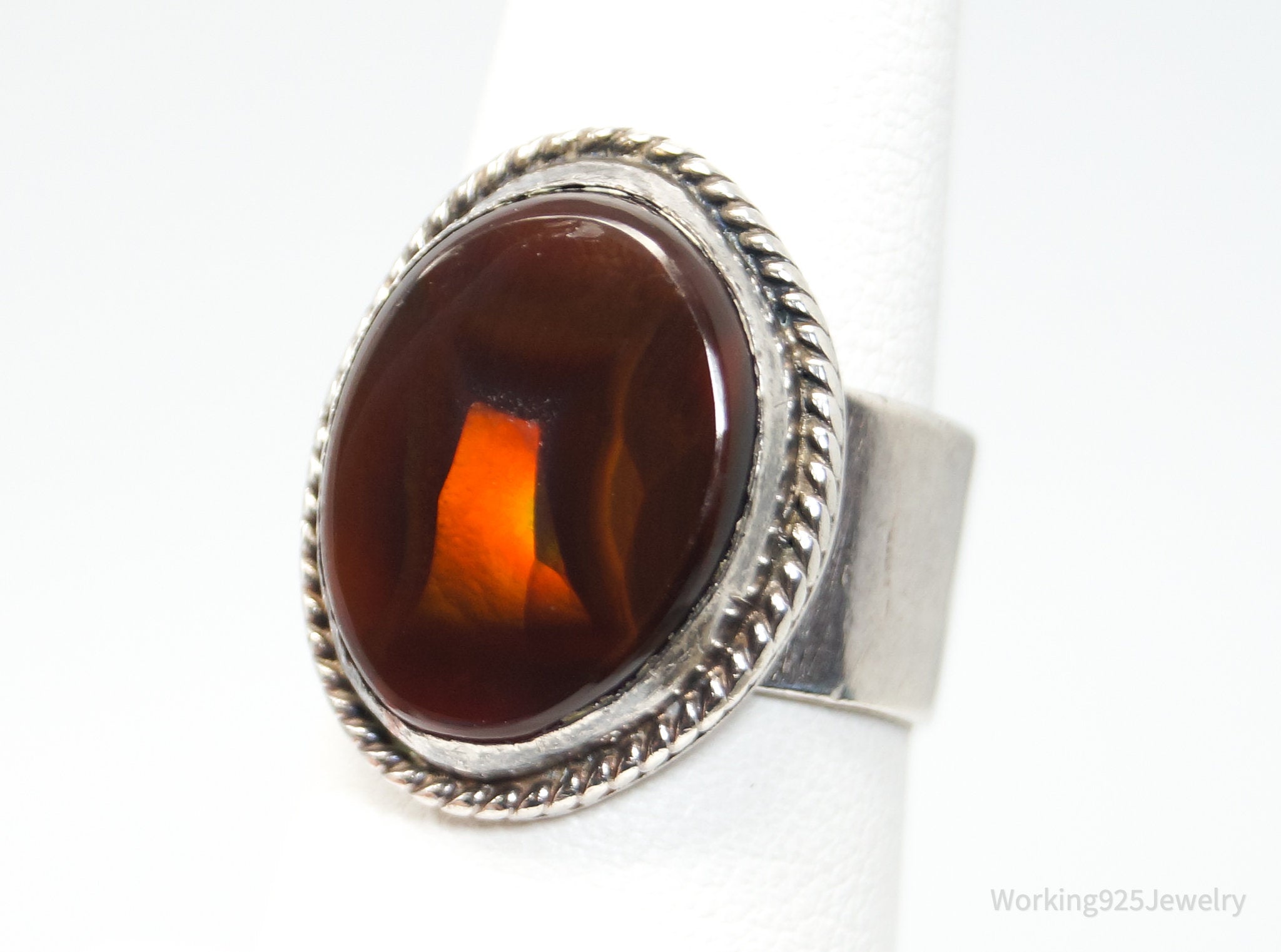 Vintage Native American Fire Agate Sterling Silver Ring - Sz 7