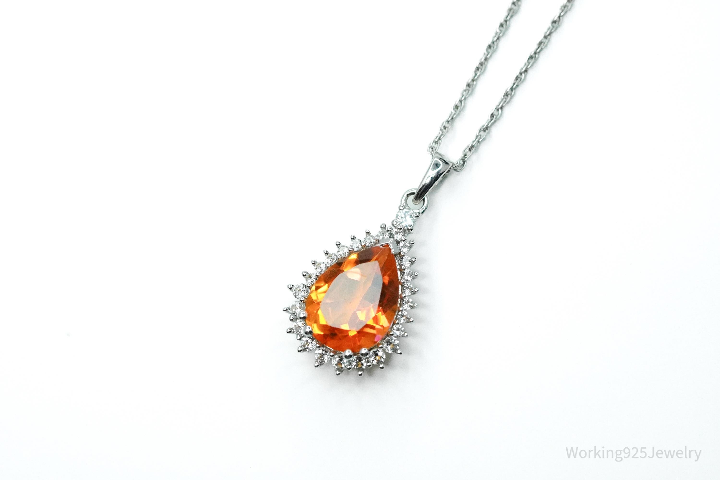 JTV's TGGC Orange Mystic Topaz & White Topaz Sterling Silver Necklace 18"