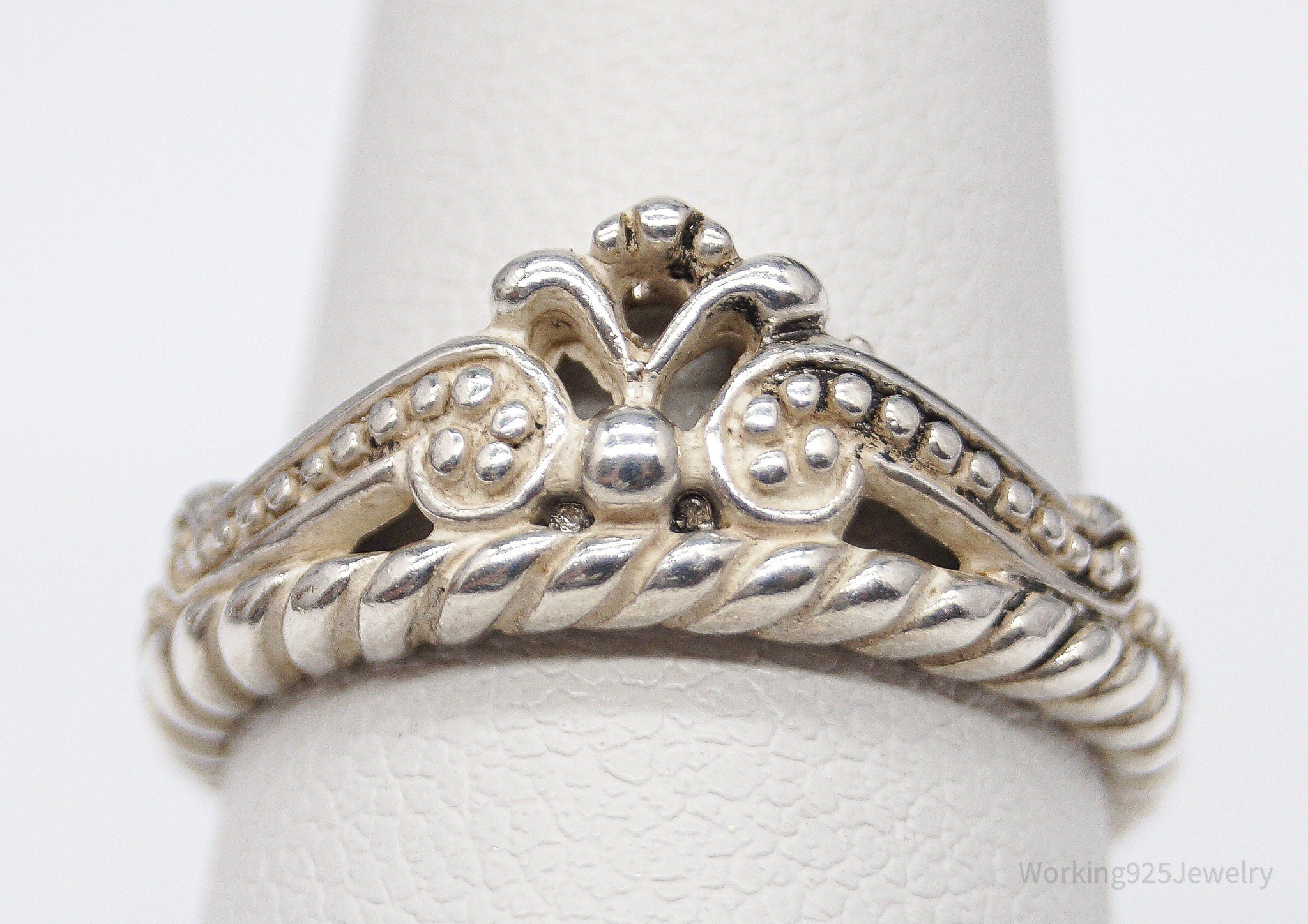 Vintage Native Designer Carolyn Pollack Relios Crown Sterling Silver Ring - Size 7