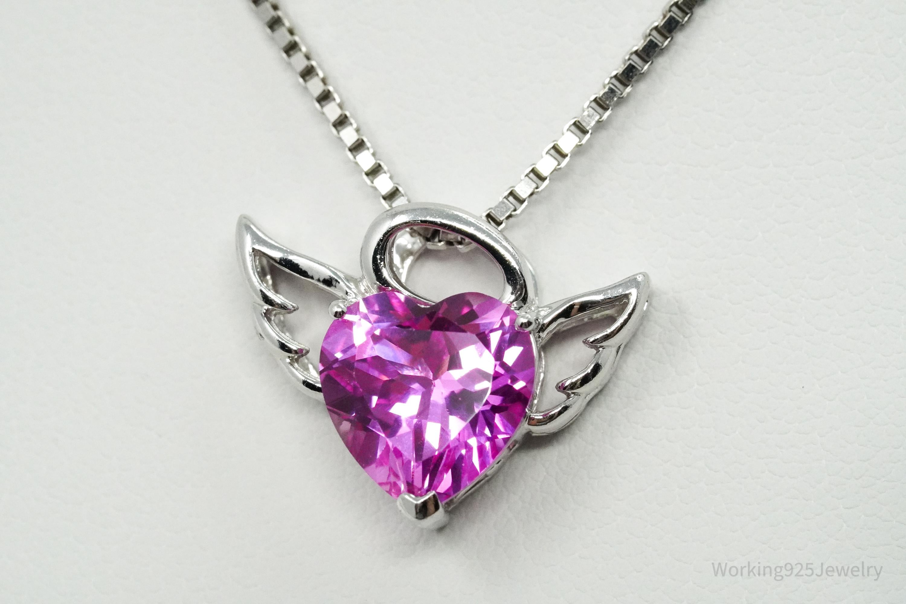 Alwand Vahan Pink Sapphire 14K White Gold Over Sterling Silver Pendant Necklace 18"