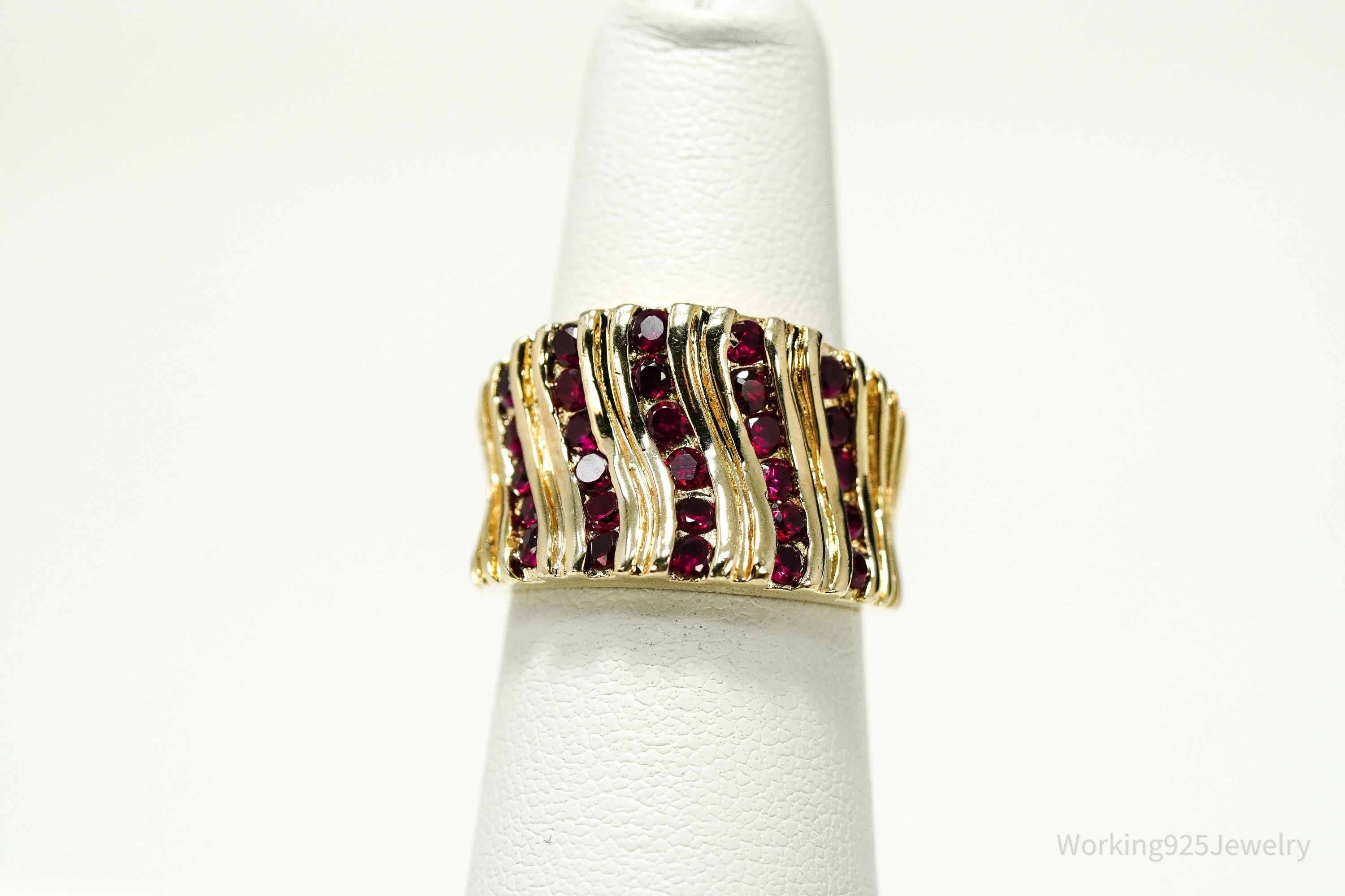 VTG Designer Ross Simons Ruby Gold Over Sterling Silver Ring - Size 6