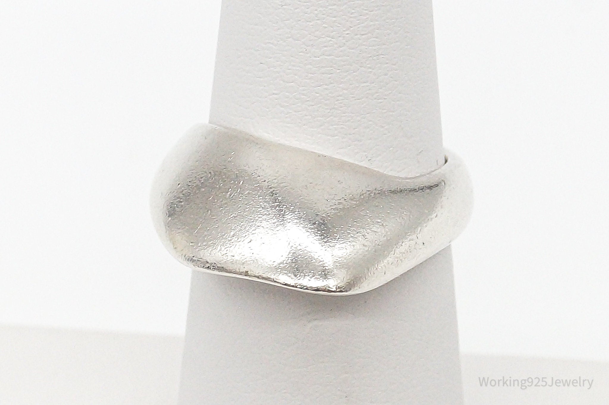 Vintage Mid Century Modernist Style Sterling Silver Ring - Size 5.5