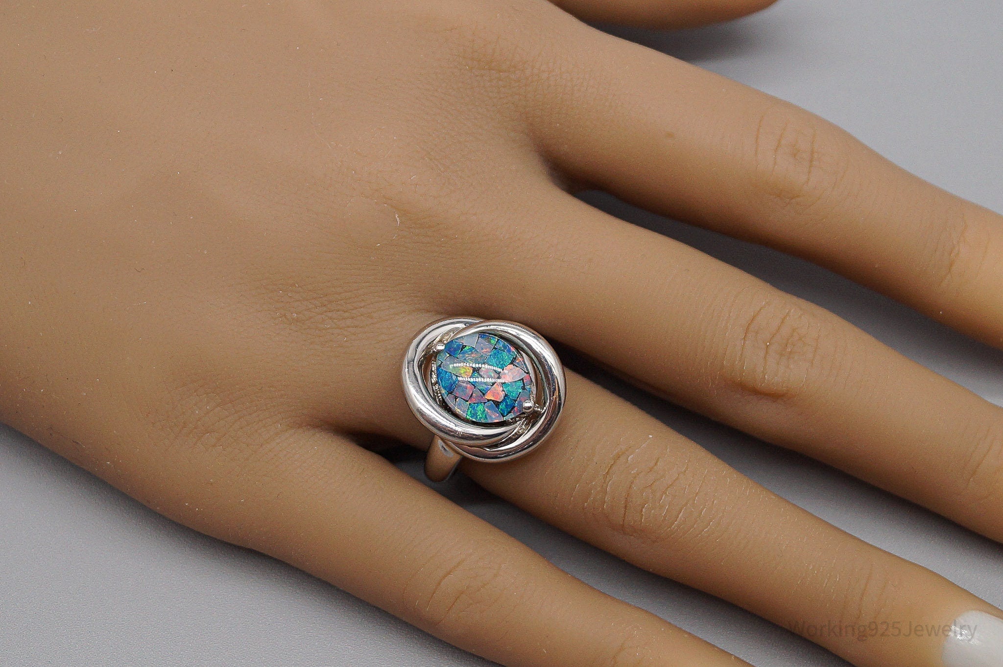 Vintage KN Opal Sterling Silver Ring - Size 7