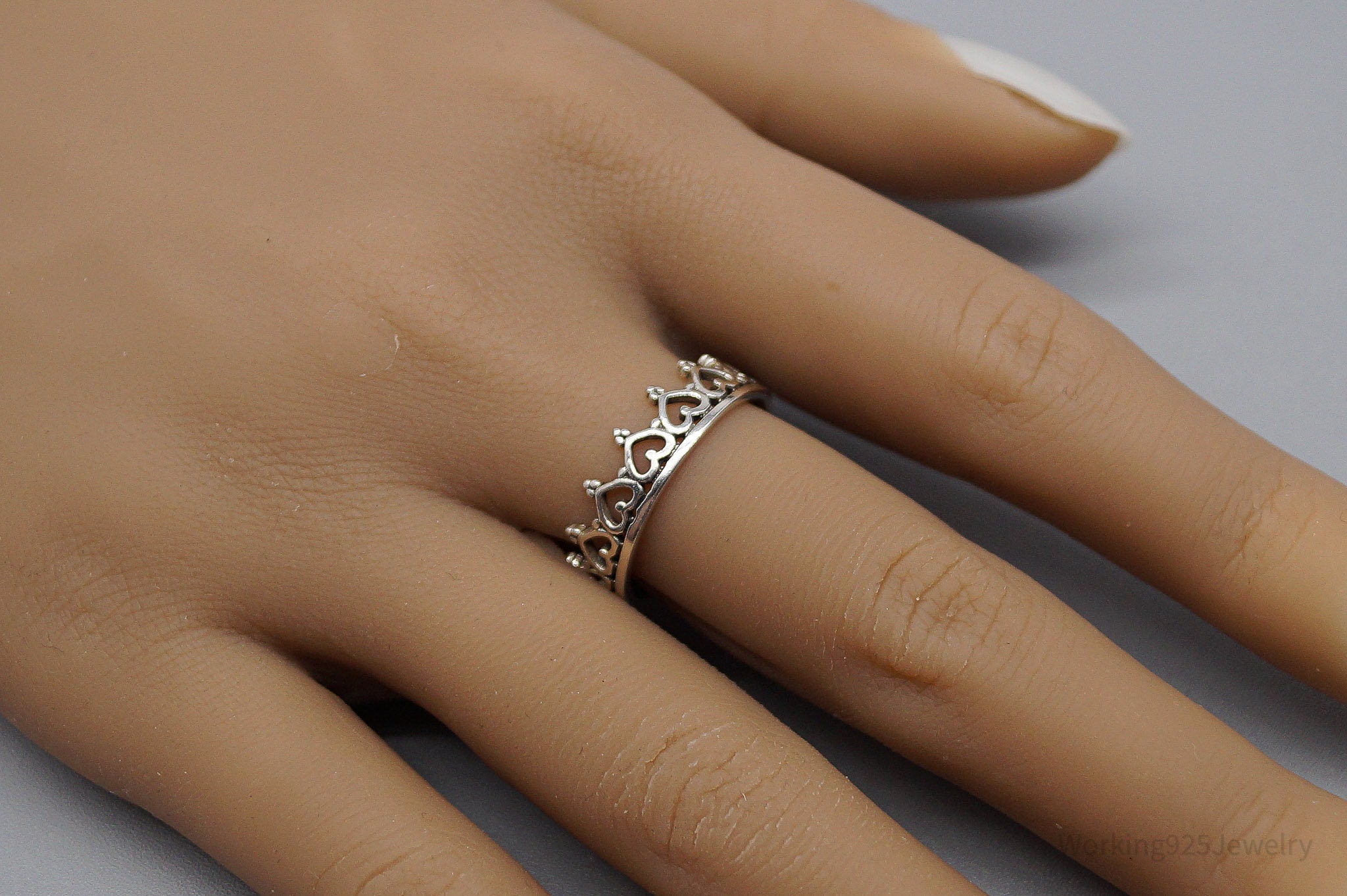 Vintage Crown Sterling Silver Ring - Size 8.75