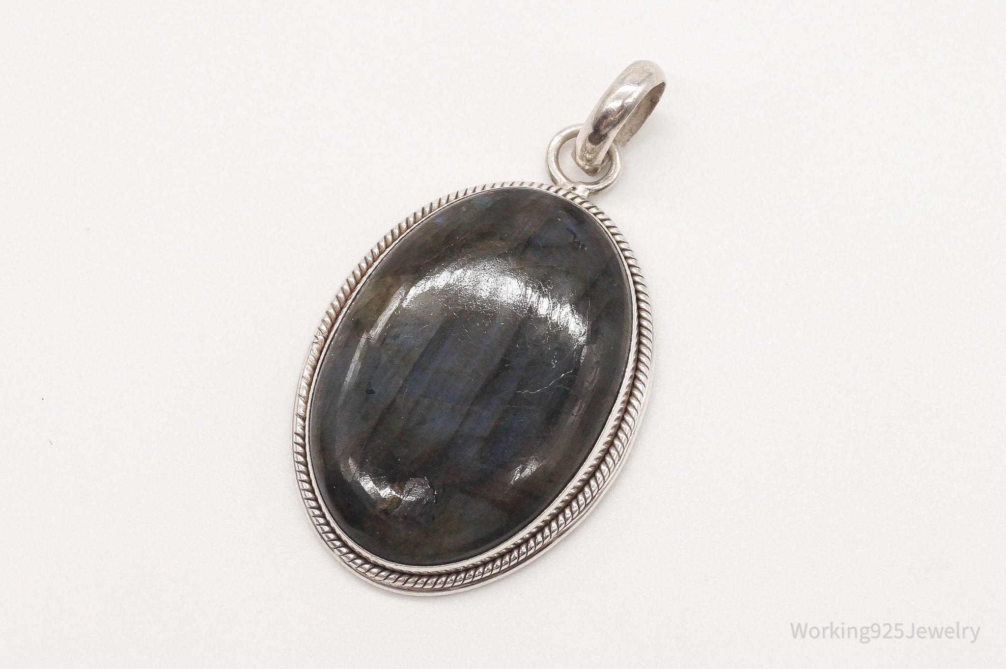 Vintage Large Labradorite Sterling Silver Pendant