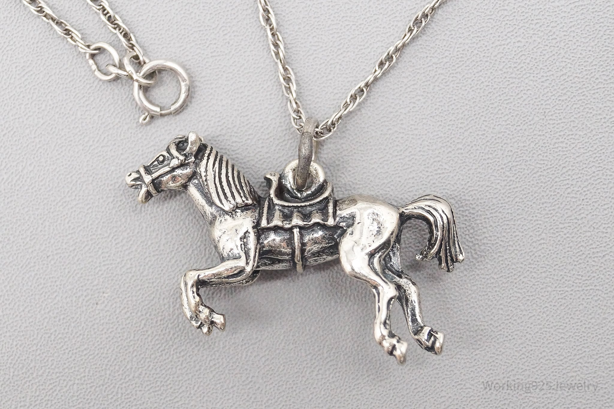 Vintage Horse Sterling Silver Necklace - 18"