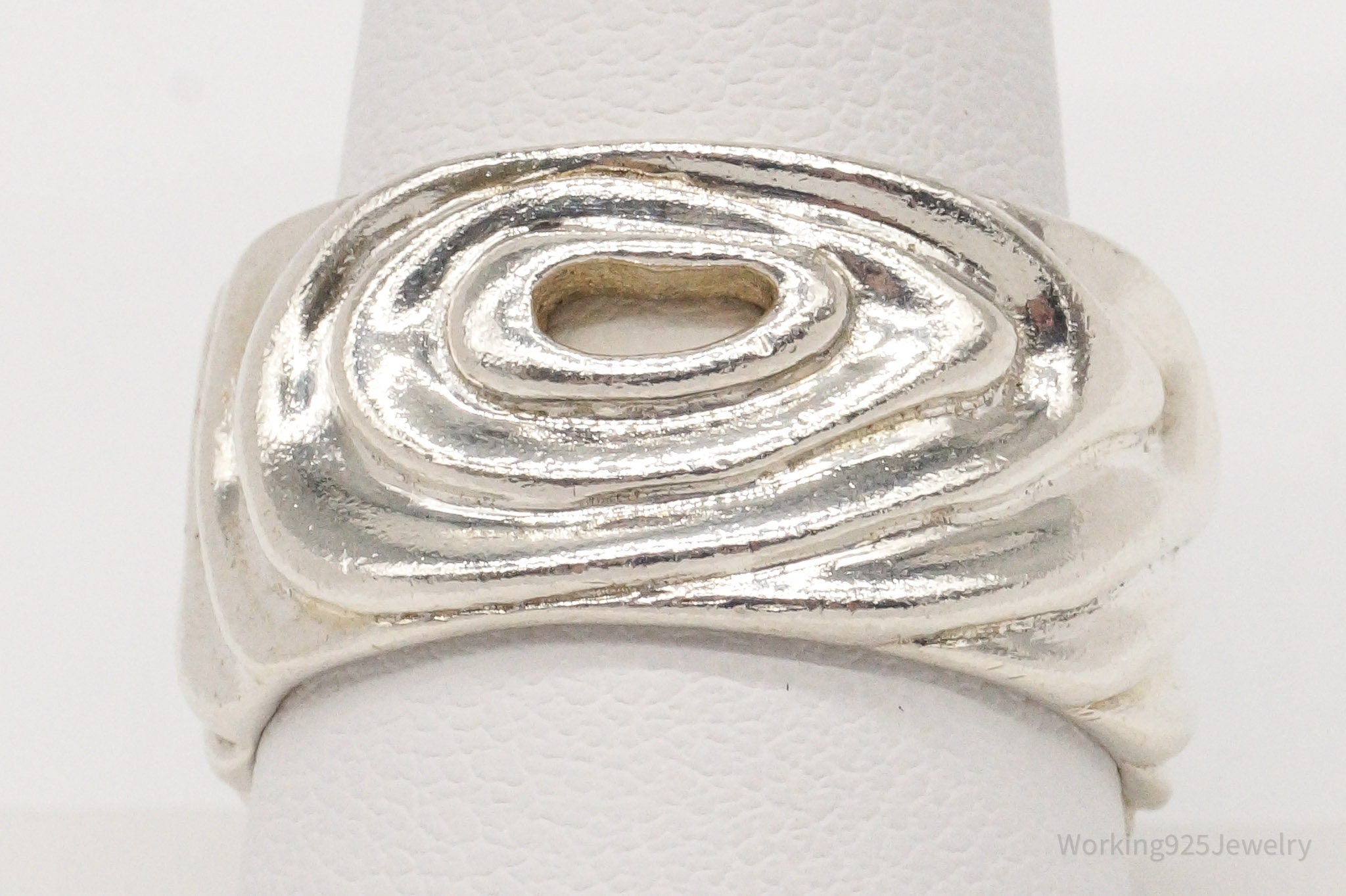 Vintage Mid Century Modernist Style Sterling Silver Ring - Size 10.25