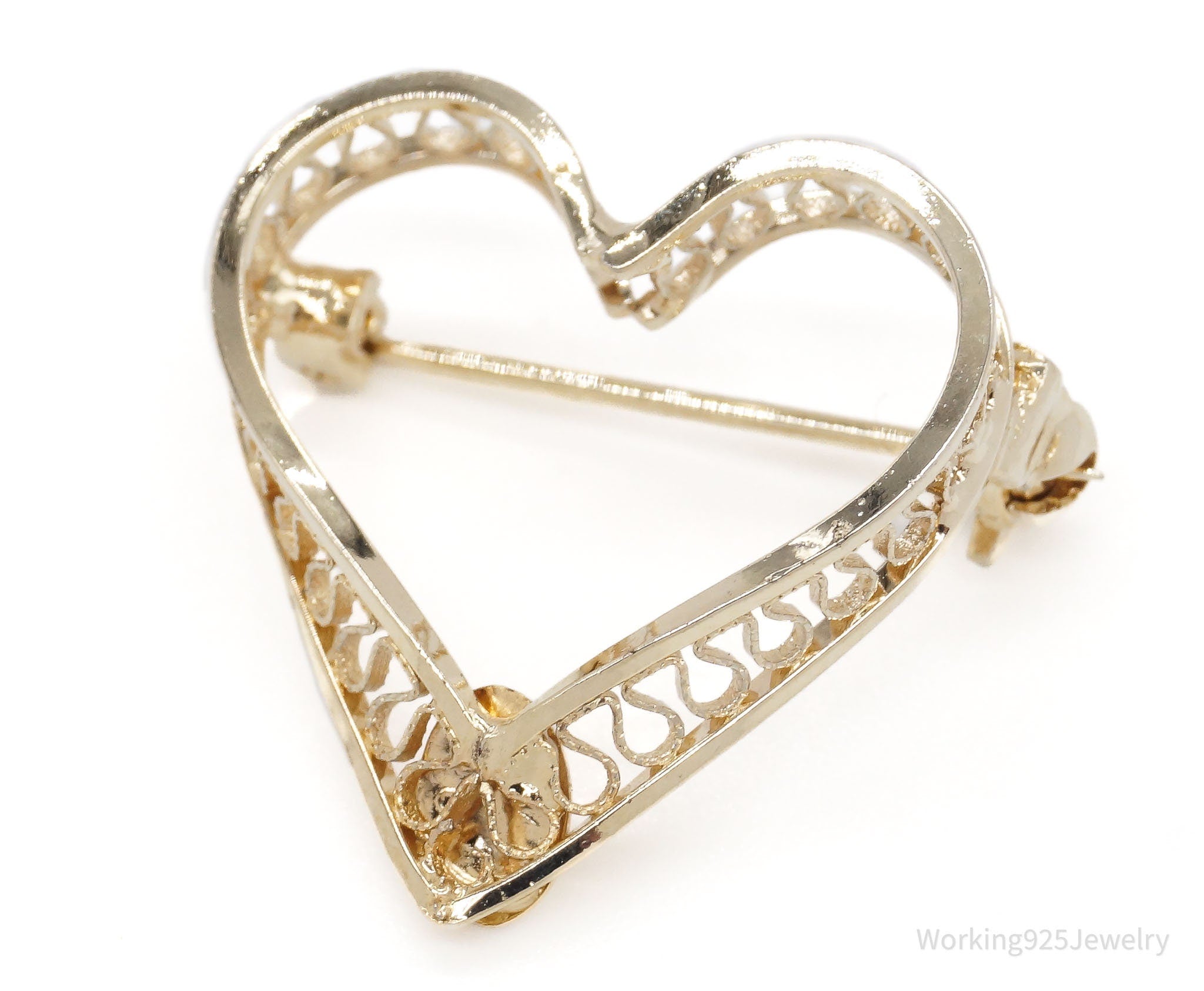 Vintage 12K Gold Filled Heart Brooch Pin