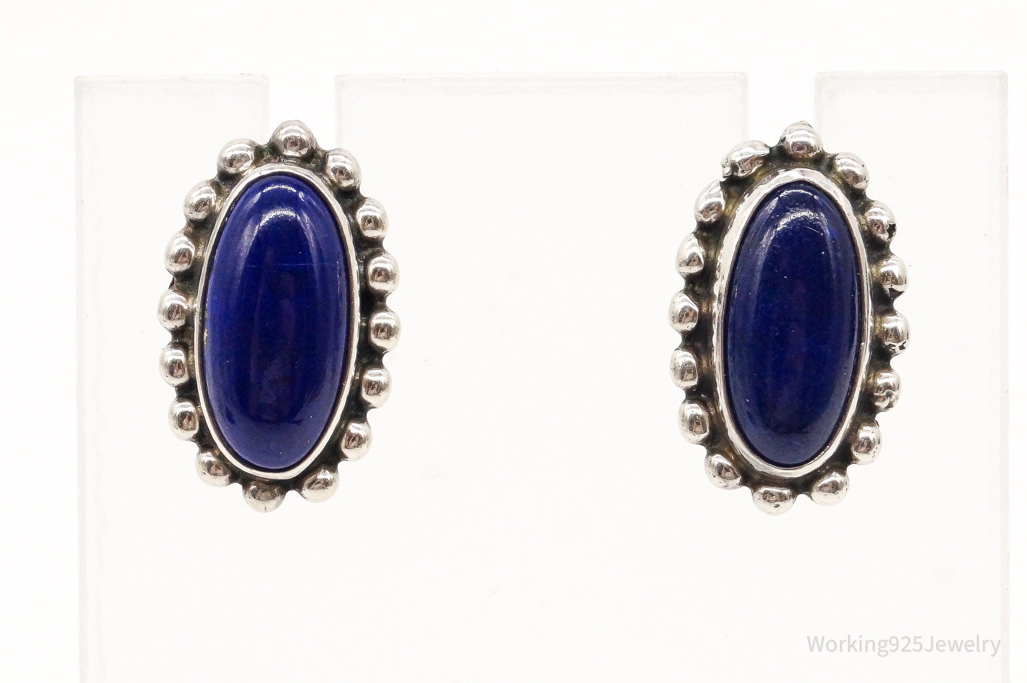 Vintage Native American VM Lapis Lazuli Sterling Silver Earrings