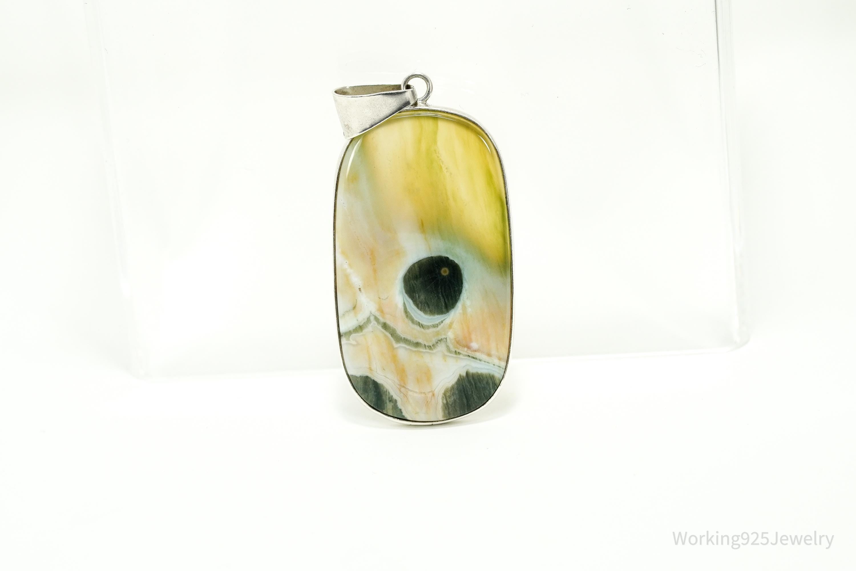 Large Vintage D. Robert Smith Jasper Sterling Silver Pendant