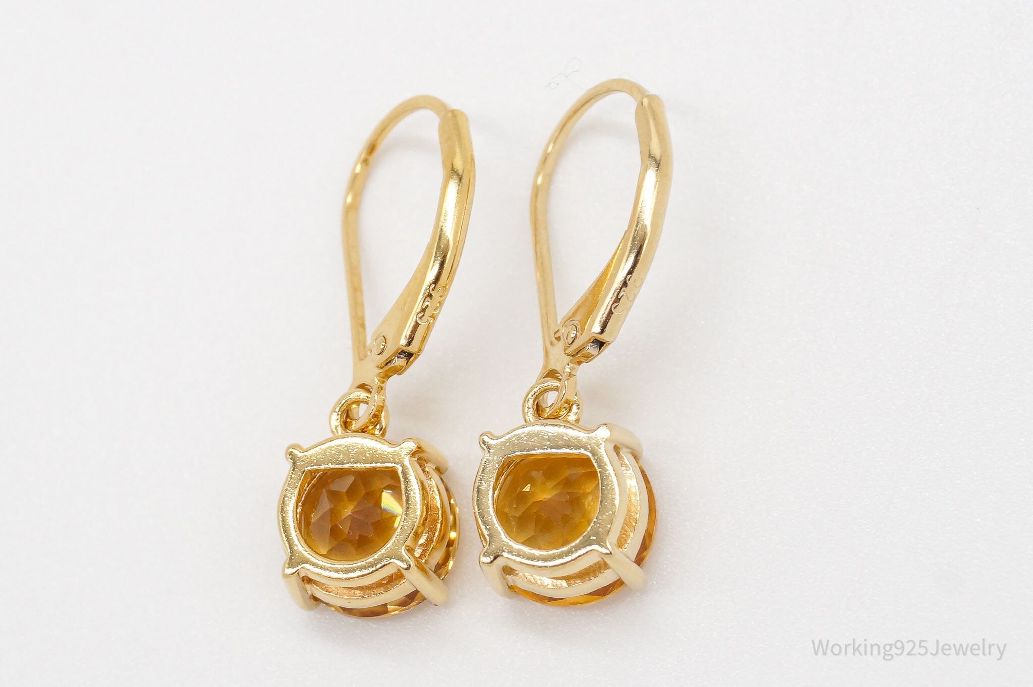 Vintage Citrine Yellow Gold Vermeil Over Sterling Silver Earrings