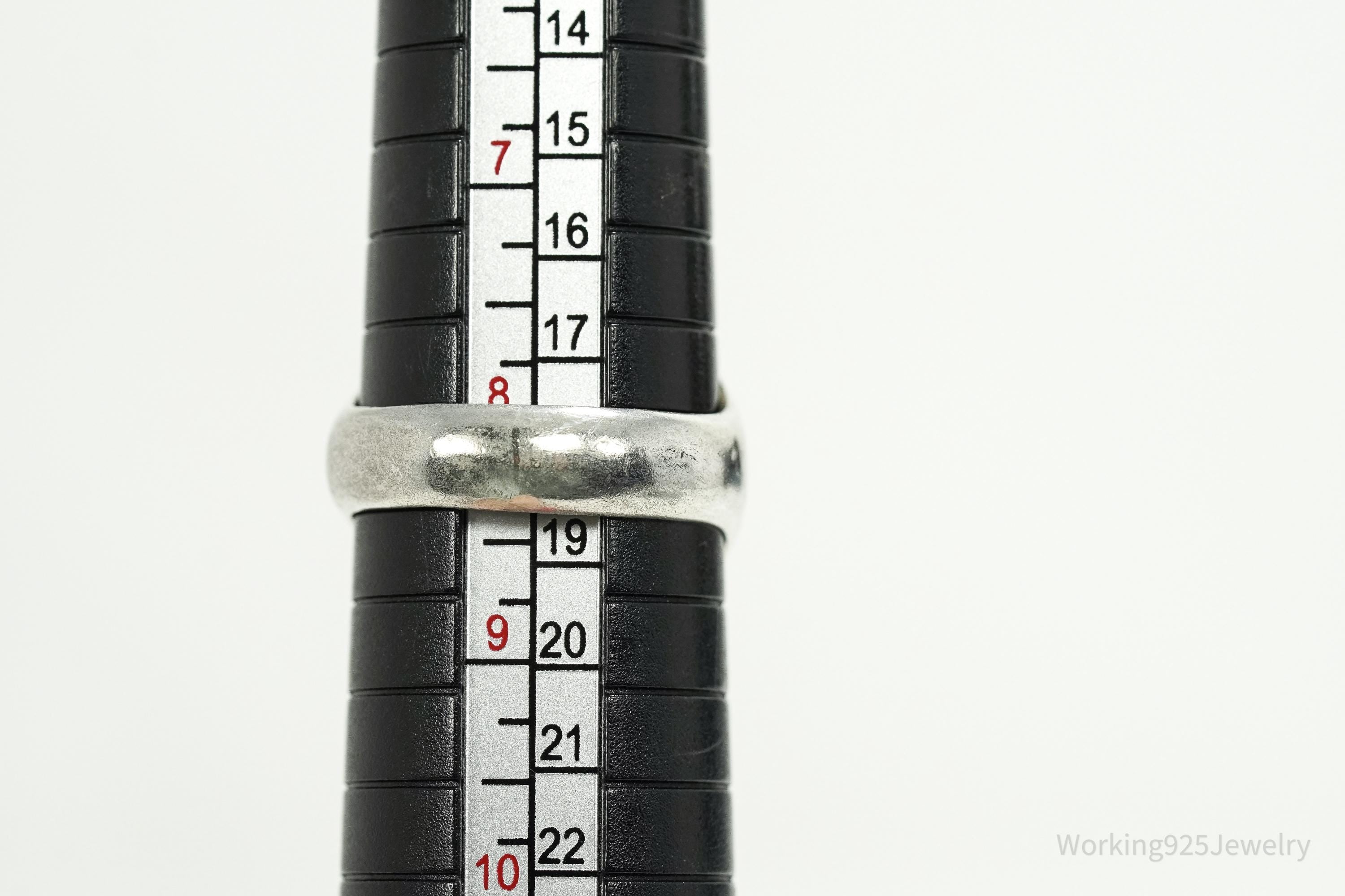 Vintage Amber Sterling Silver Gold Vermeil Ring - Size 8.25