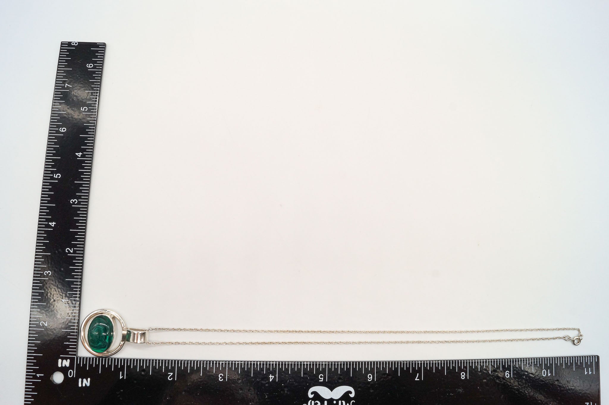 Vintage Mexico Large Malachite Modernist Sterling Silver Necklace