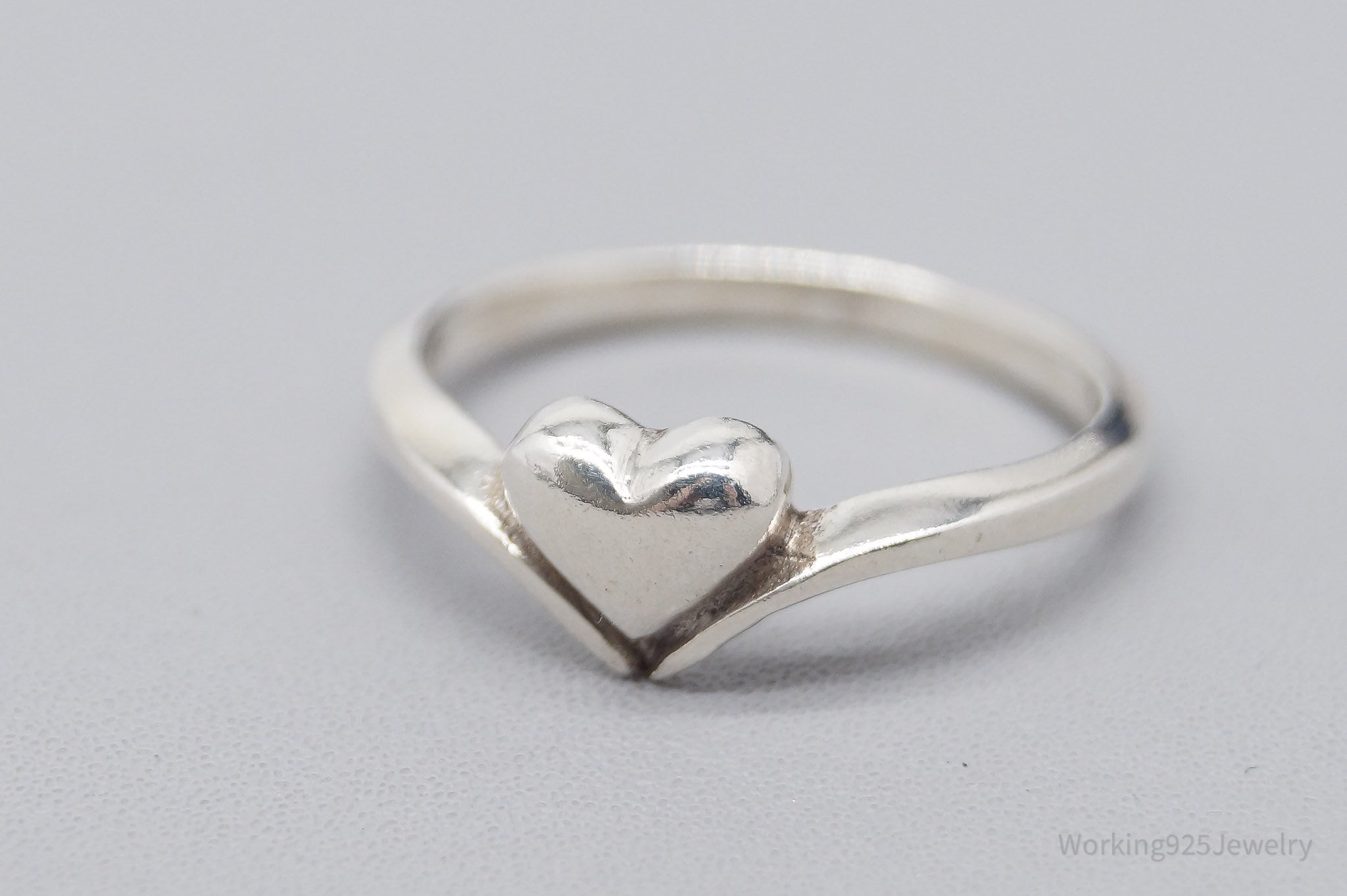 Vintage Puffy Heart Sterling Silver Ring - Size 5.5